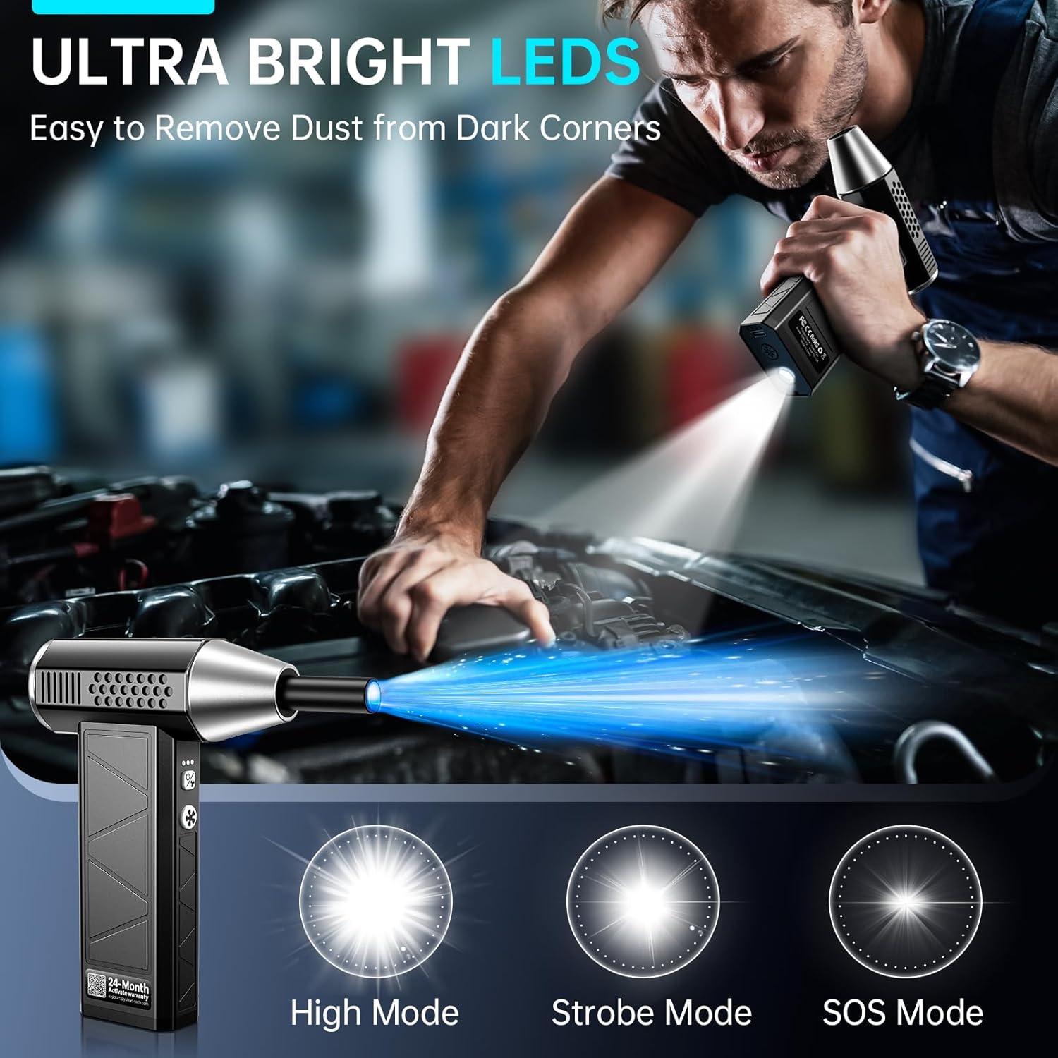 Soplador de Aire Comprimido YUHUO ORD-102 Recargable 4 Velocidades