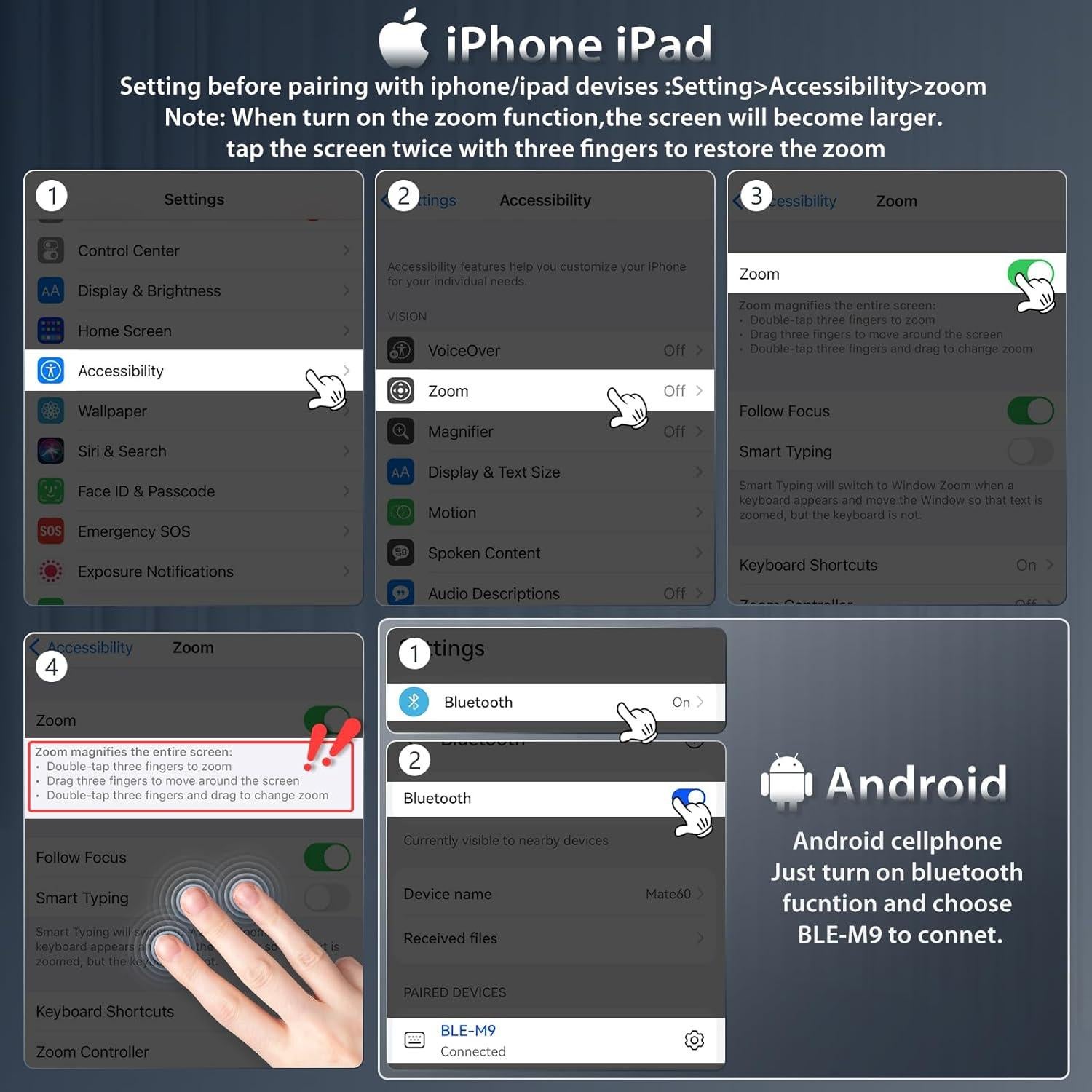 Control Remoto Bluetooth Zttopo para TikTok y Kindle - Negro