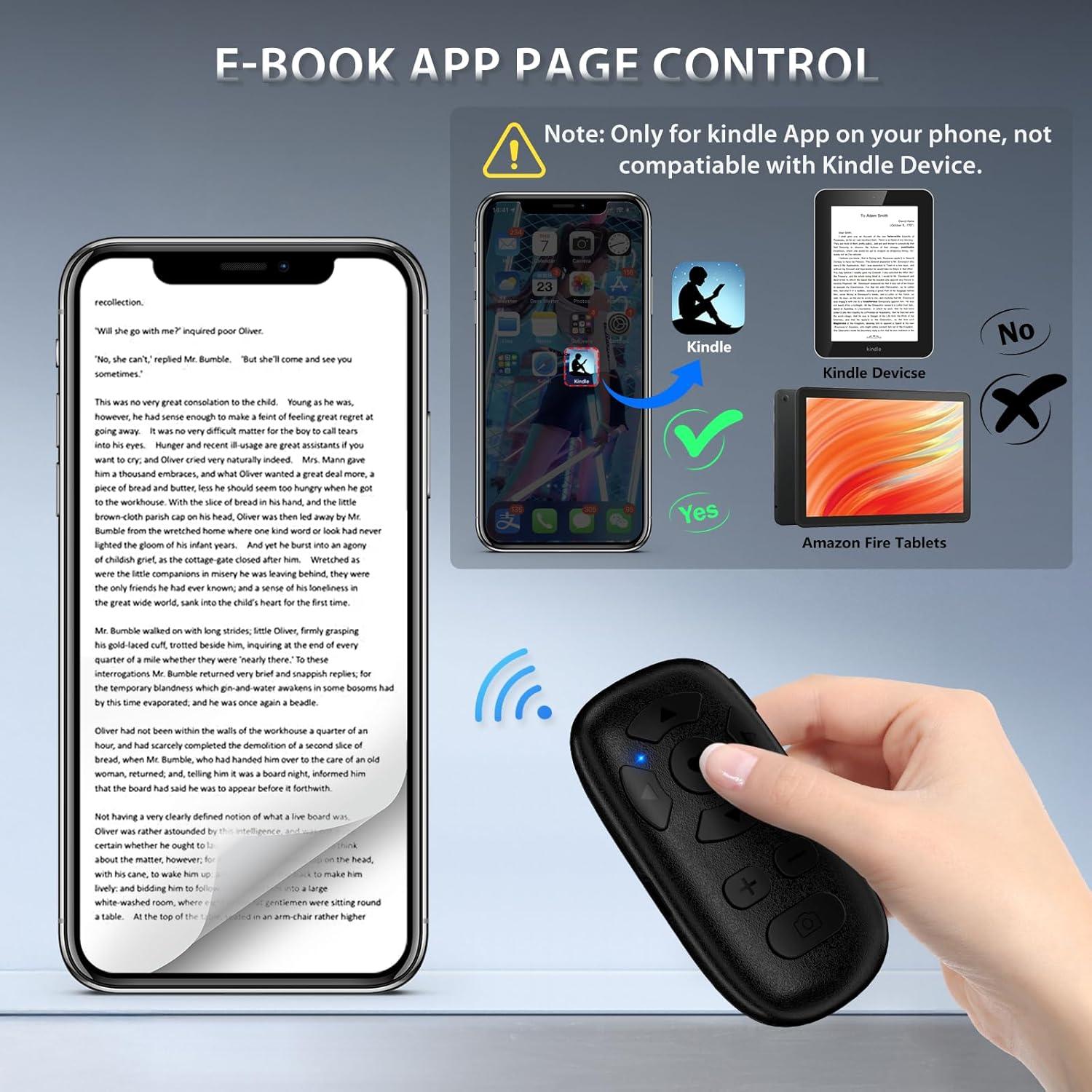 Control Remoto Bluetooth Zttopo para TikTok y Kindle - Negro