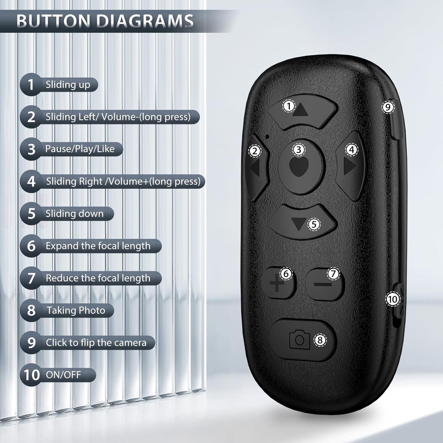 Control Remoto Bluetooth Zttopo para TikTok y Kindle - Negro