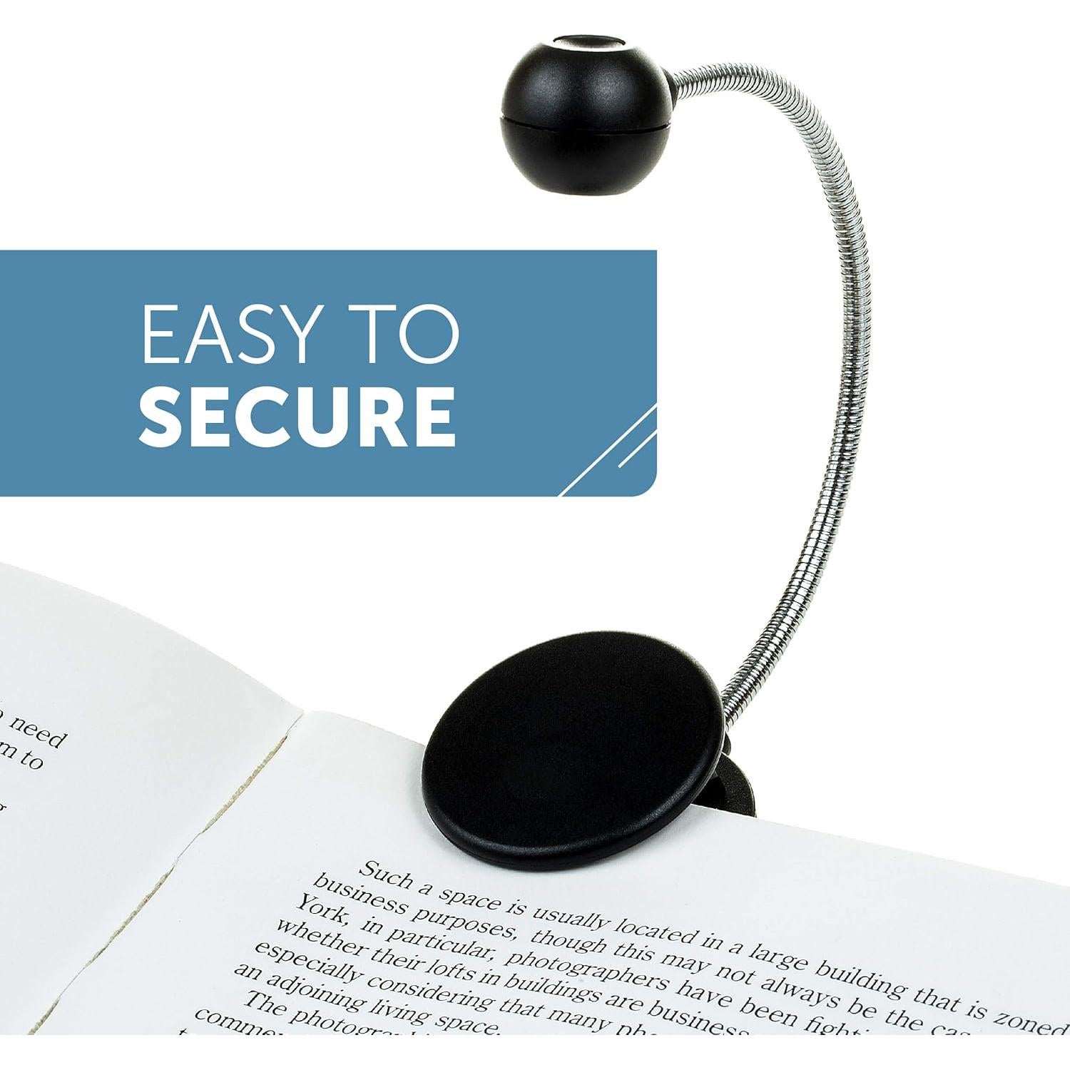 Luz de Lectura Clip On WITHit - LED Negra, Portátil y Ligera