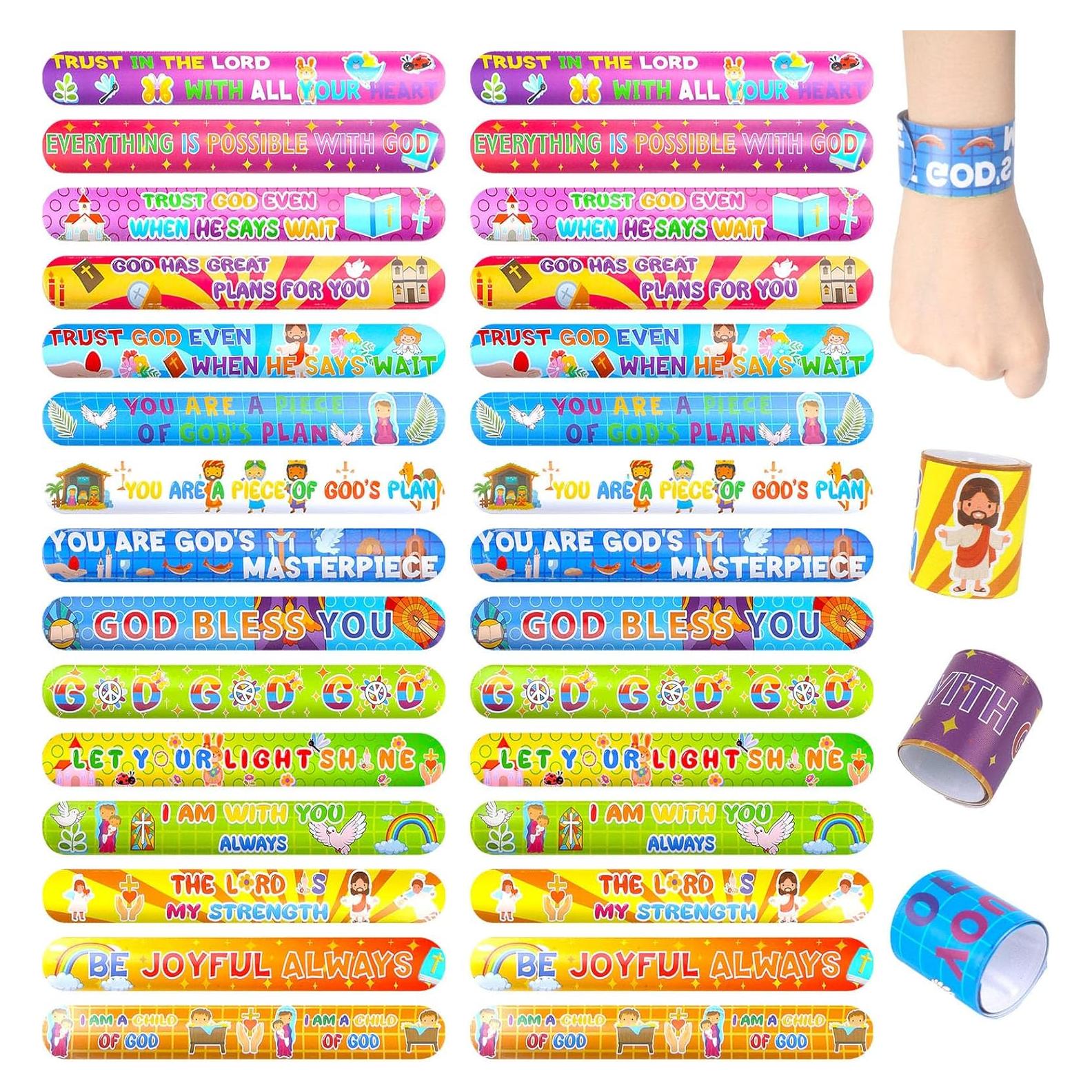 Pulseras de Chasquido Cristianas LOVESTOWN 48PCS 21.8x3cm