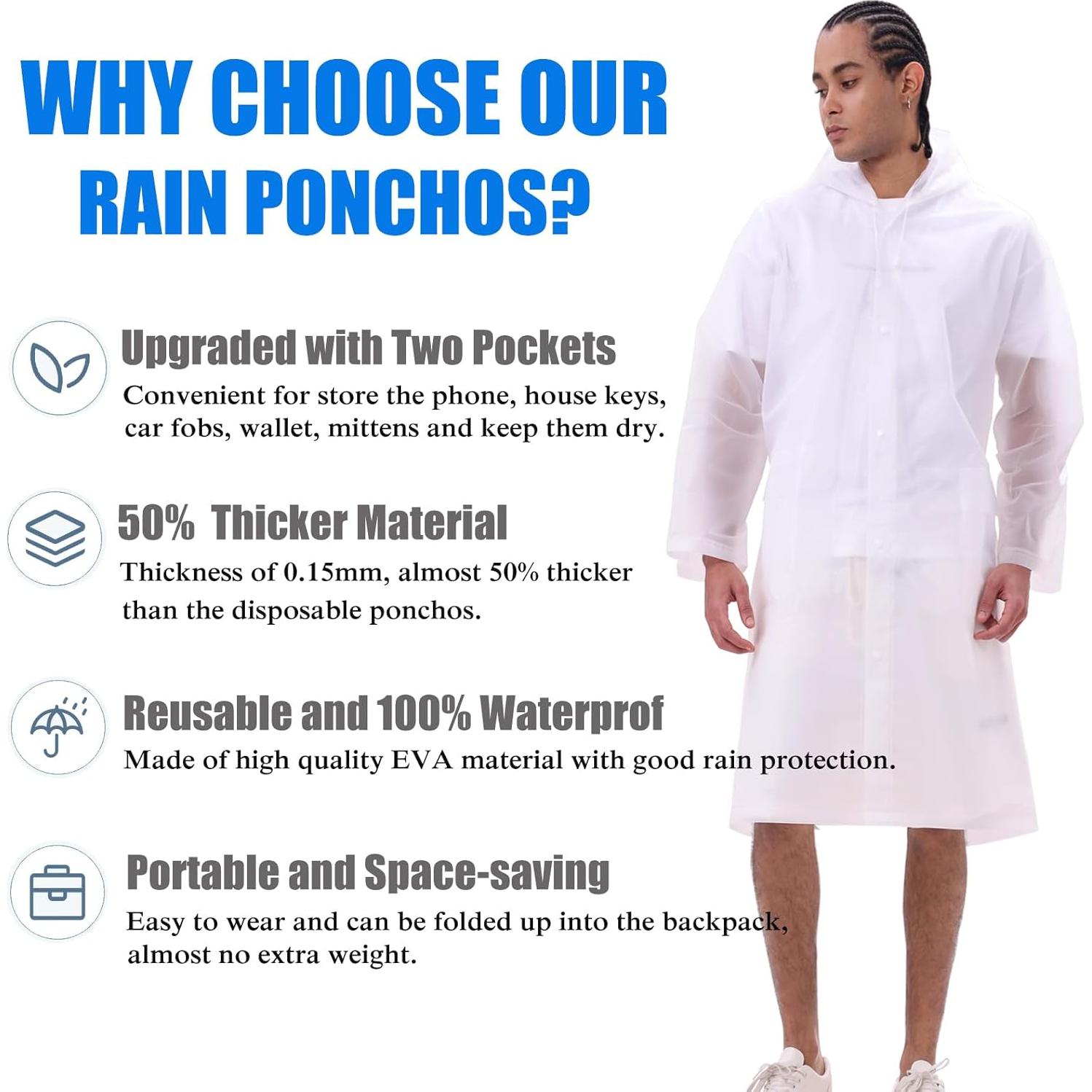 Ponchos de Lluvia HLKZONE para Adultos - Paquete de 2, Impermeables