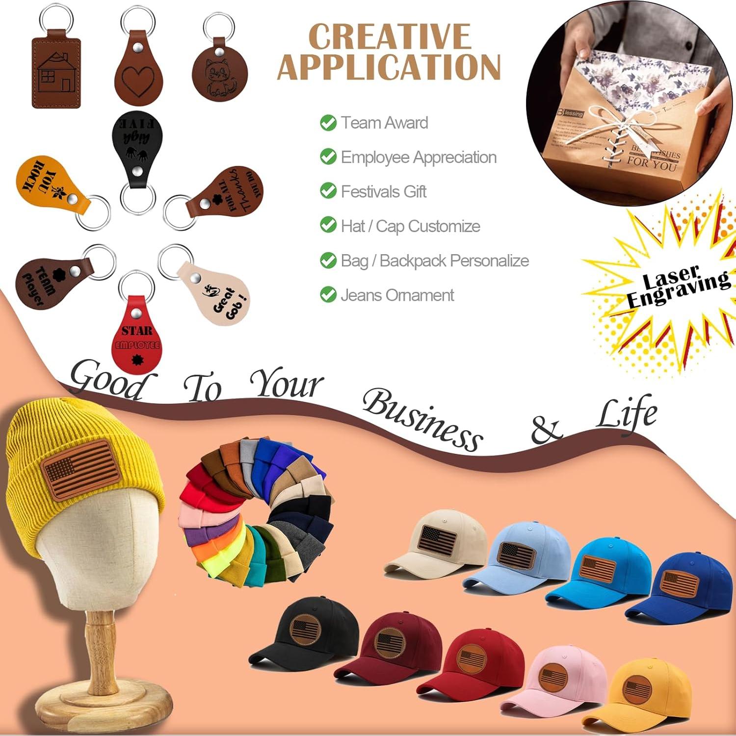 Parches en Blanco para Grabado Láser iFForce - 90 Pcs de Cuero PU