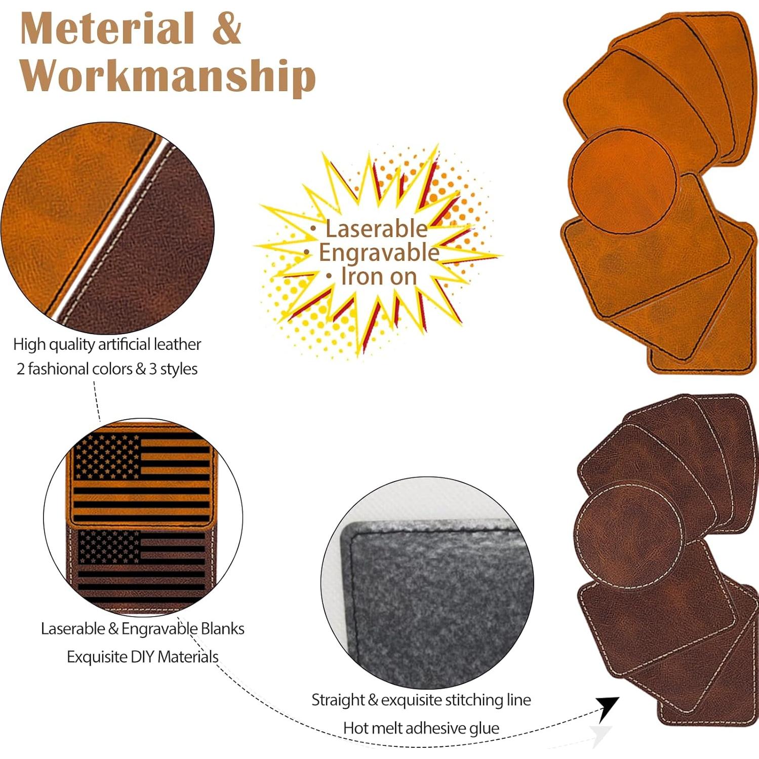 Parches en Blanco para Grabado Láser iFForce - 90 Pcs de Cuero PU