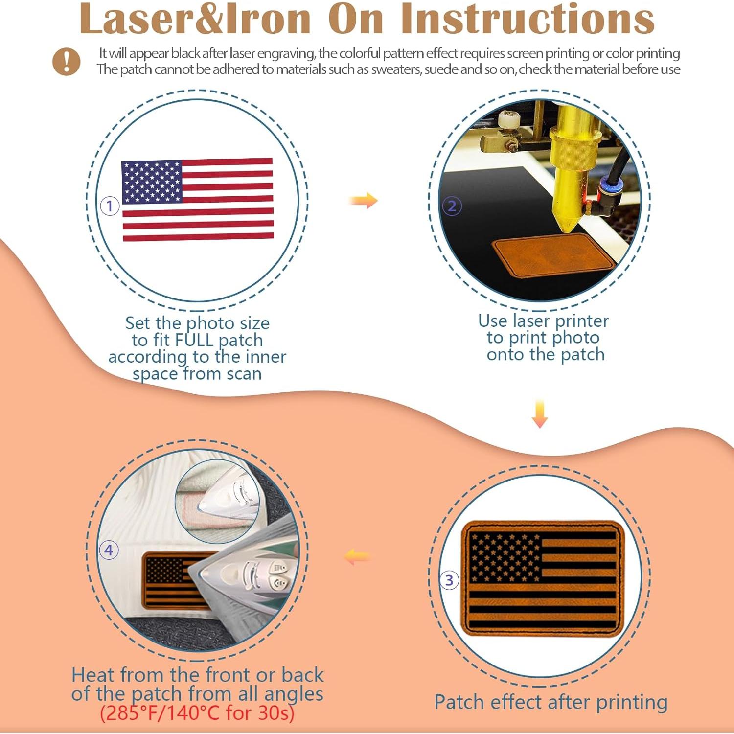 Parches en Blanco para Grabado Láser iFForce - 90 Pcs de Cuero PU