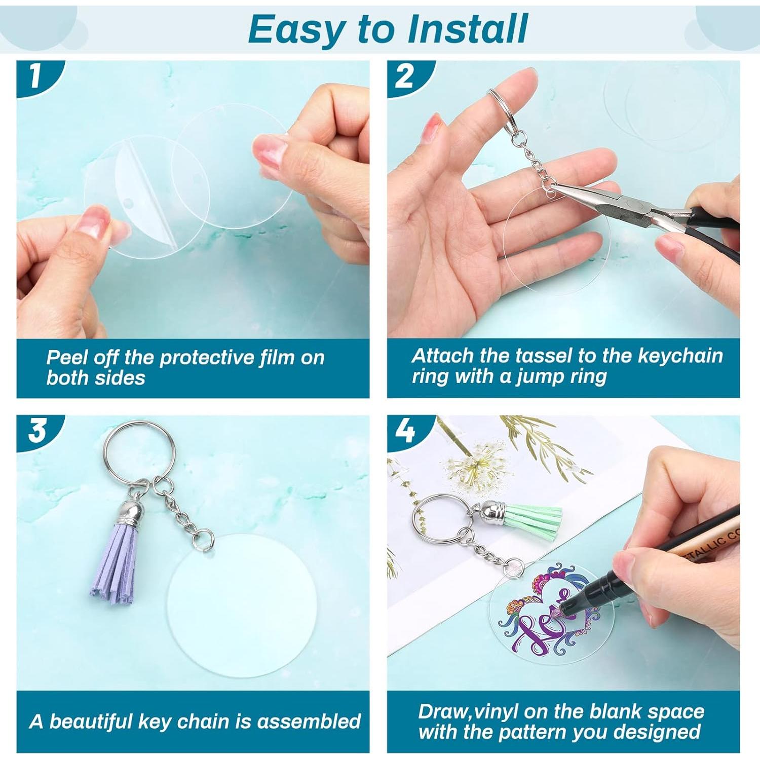 Kit de Llaveros DIY Cludoo 350 Pcs Acrílico Transparente