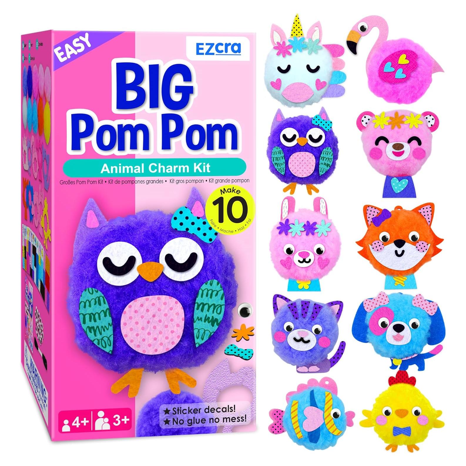 Kit de Manualidades de Pom Pom EZCRA para Niños 4-6 Años - 10 Proyectos