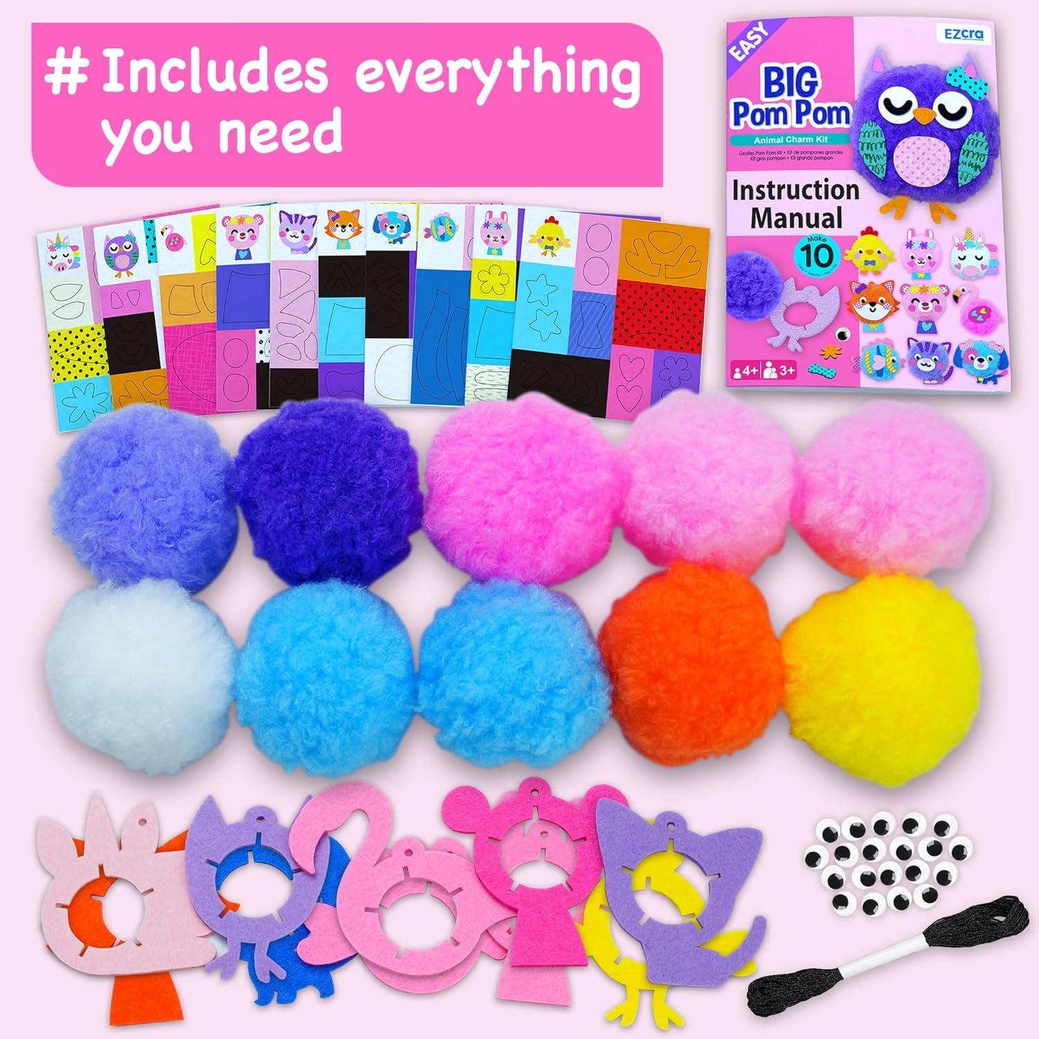 Kit de Manualidades de Pom Pom EZCRA para Niños 4-6 Años - 10 Proyectos
