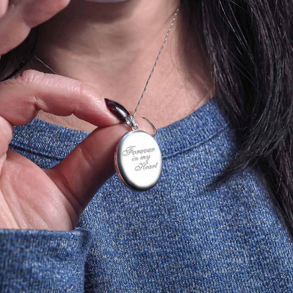 Collar Locket Ovalado Plata Esterlina Personalizado 1 Foto