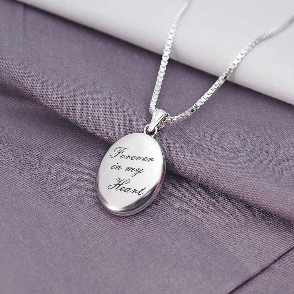 Collar Locket Ovalado Plata Esterlina Personalizado 1 Foto