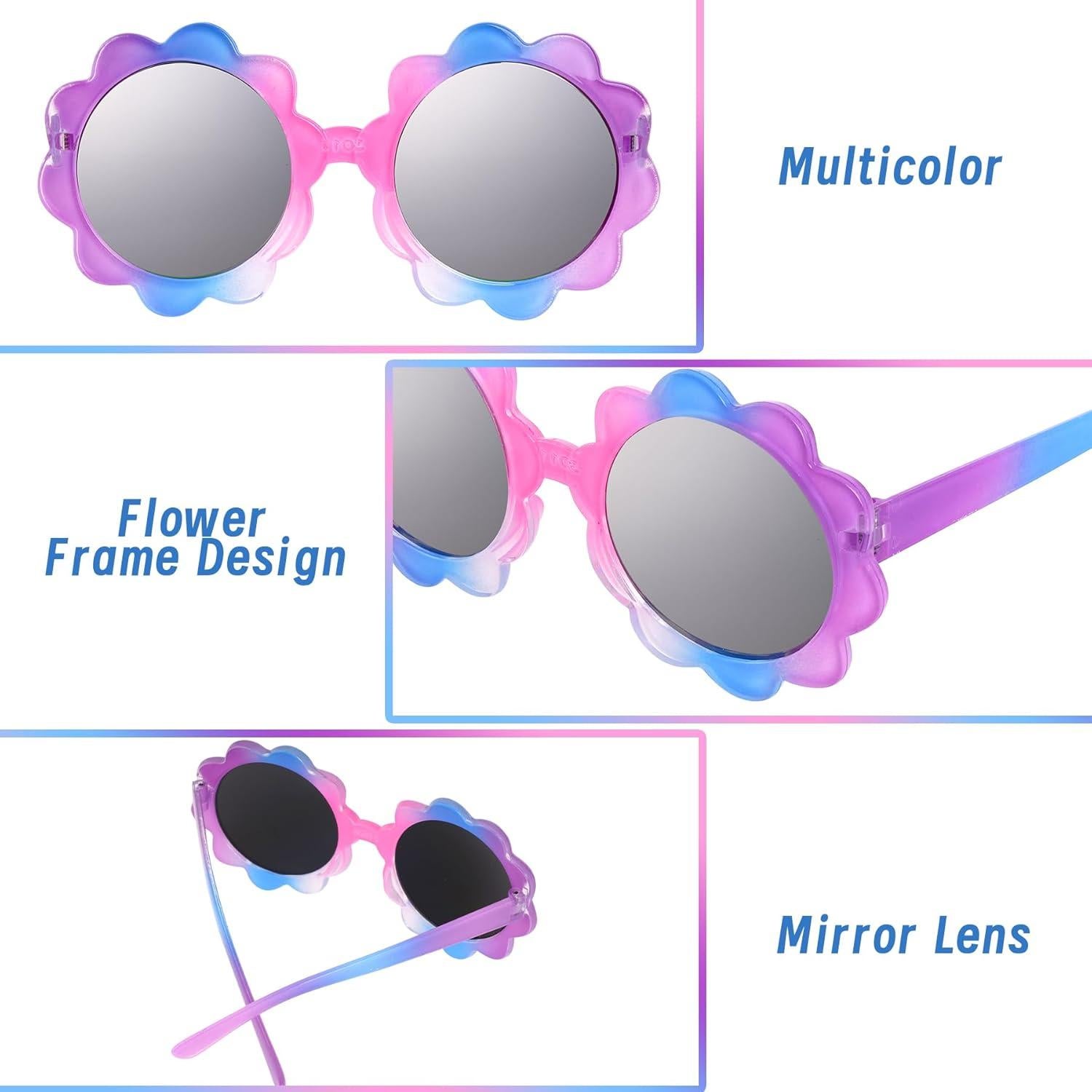 3 Piezas Gafas Redondas de Flor UV para Niños Topbuti
