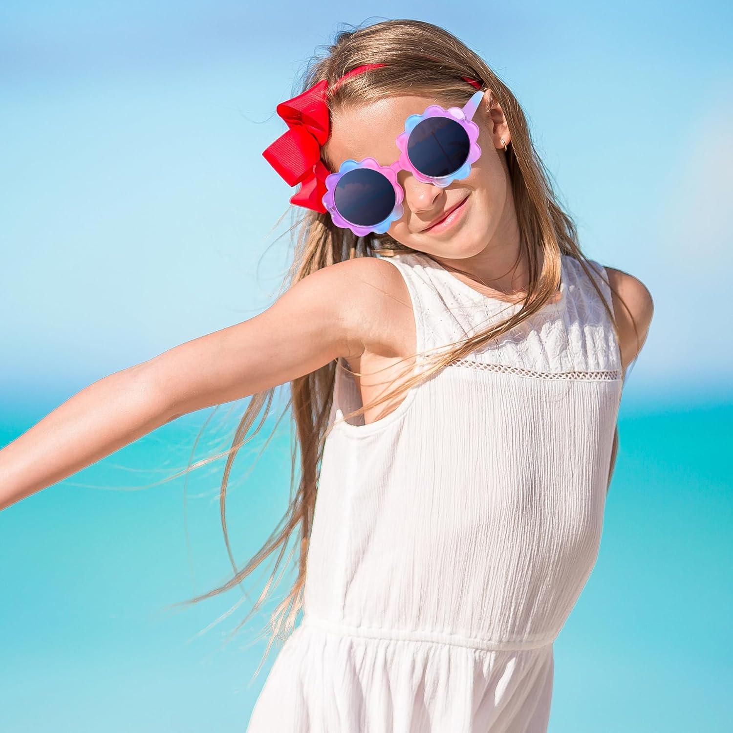 3 Piezas Gafas Redondas de Flor UV para Niños Topbuti