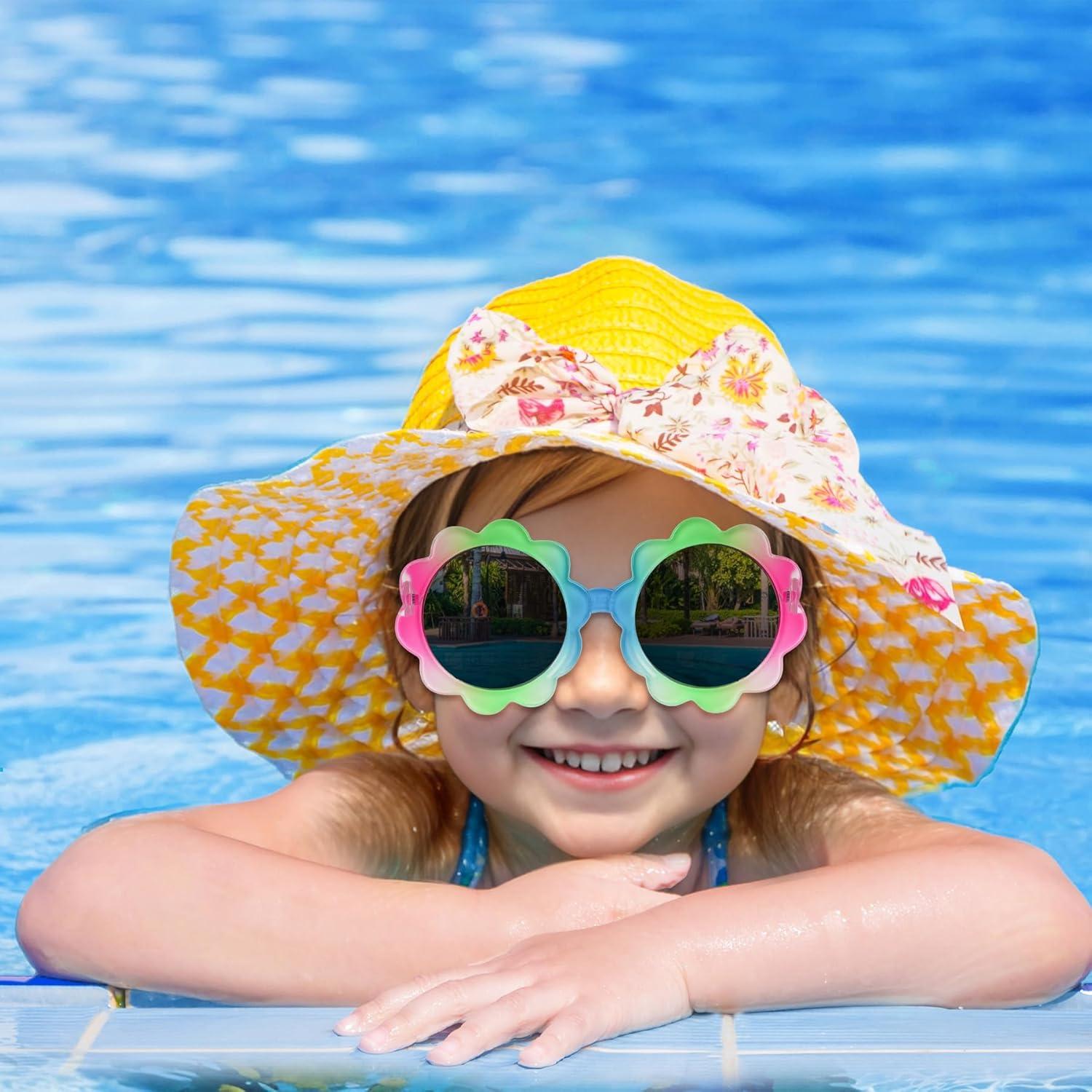 3 Piezas Gafas Redondas de Flor UV para Niños Topbuti