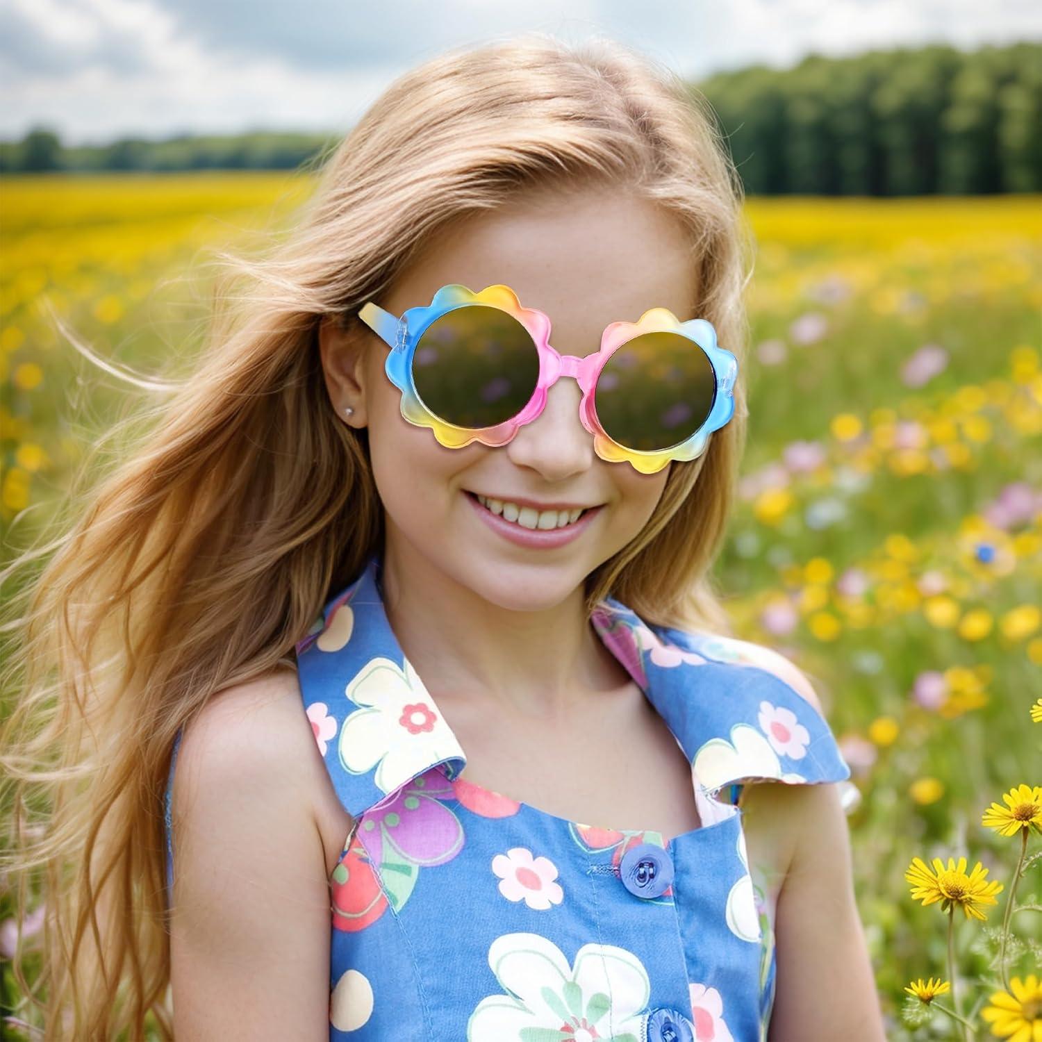 3 Piezas Gafas Redondas de Flor UV para Niños Topbuti