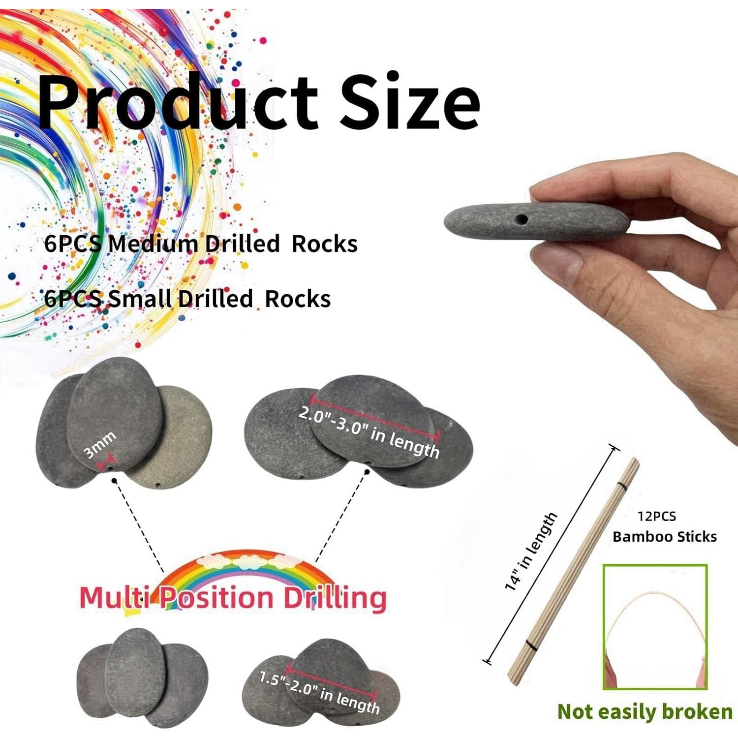 Set de Rocas para Pintar LIFETOP 12PCS con Pinchos de Bambú