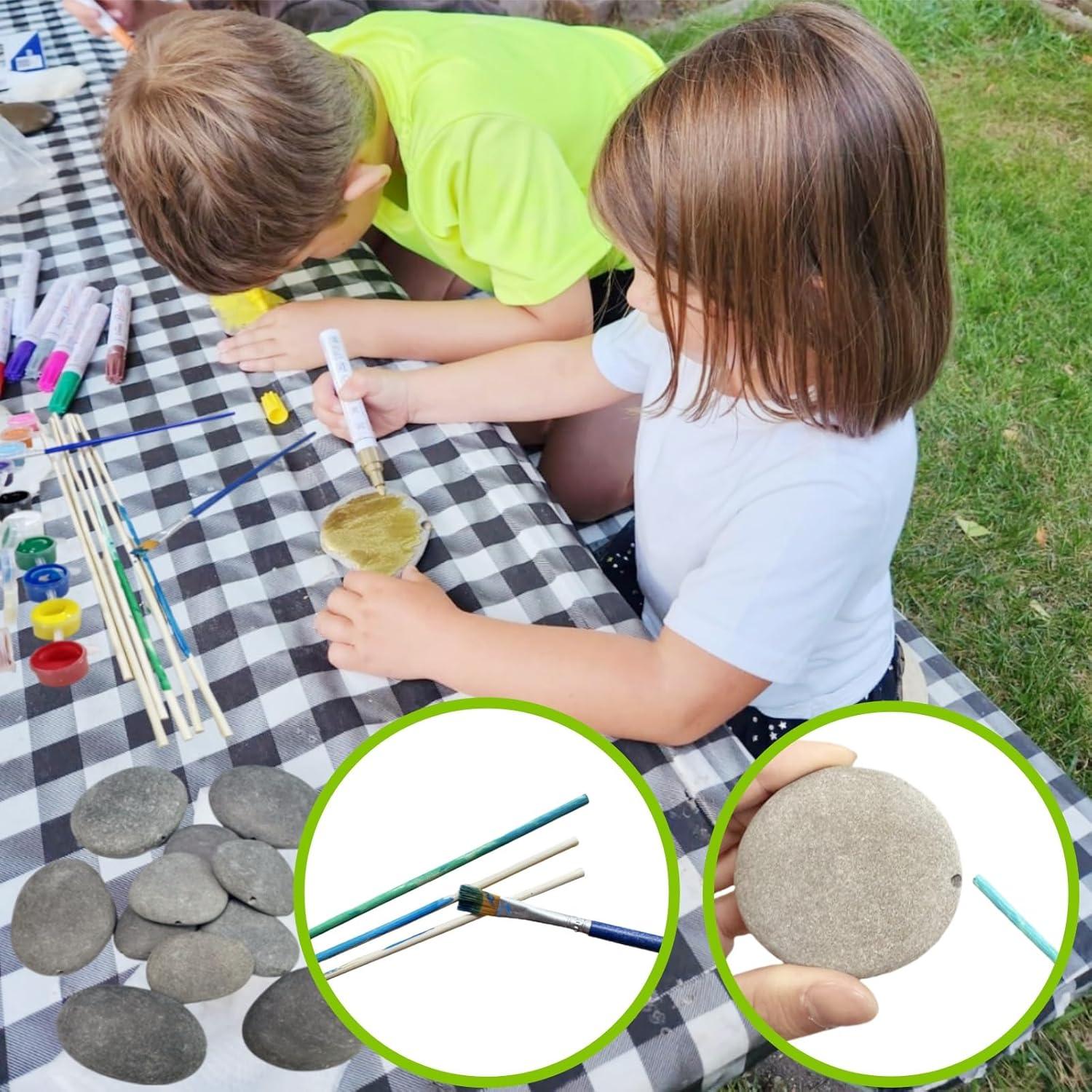 Set de Rocas para Pintar LIFETOP 12PCS con Pinchos de Bambú
