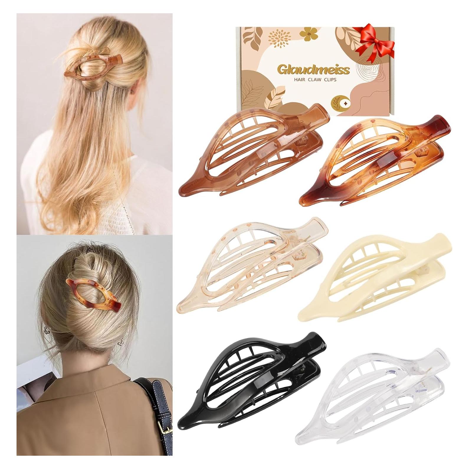 6 Clips de Pelo Planos Glaudmeiss 11.94 cm Antideslizantes