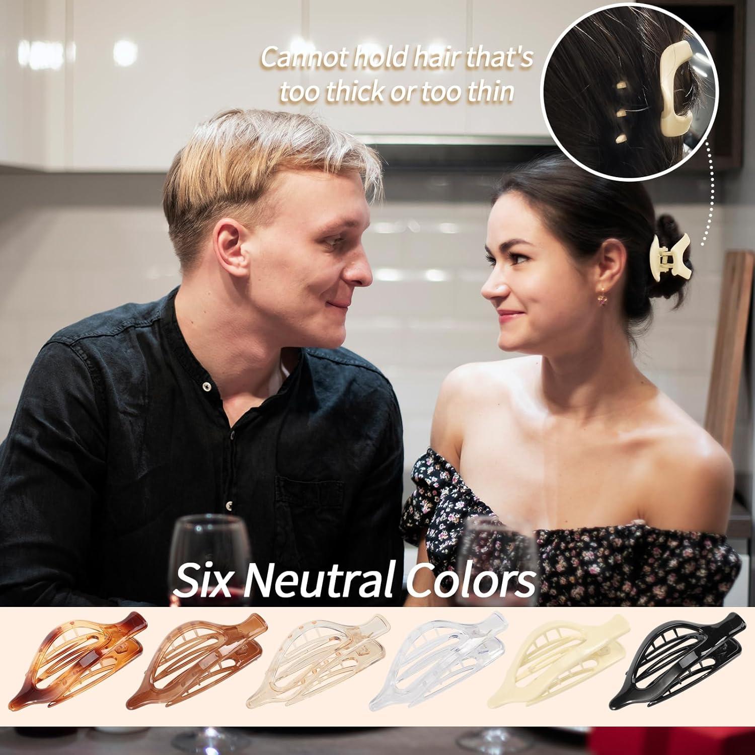 6 Clips de Pelo Planos Glaudmeiss 11.94 cm Antideslizantes