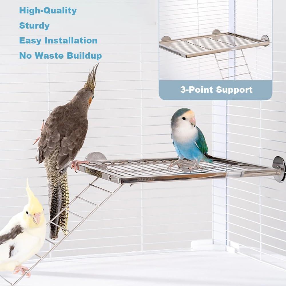 Juego de Plataforma y Escalera para Aves Nopikku - Acero Inoxidable