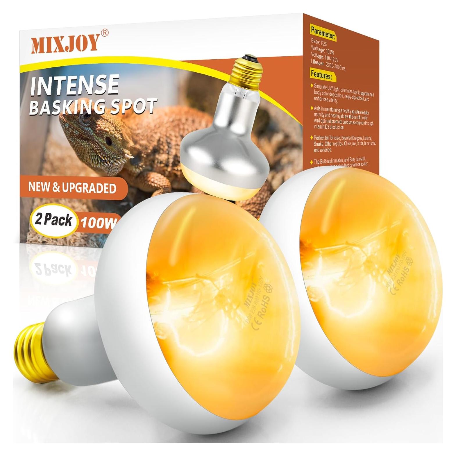 Bombilla de Calor para Reptiles MIXJOY 100W 2Pack UVA