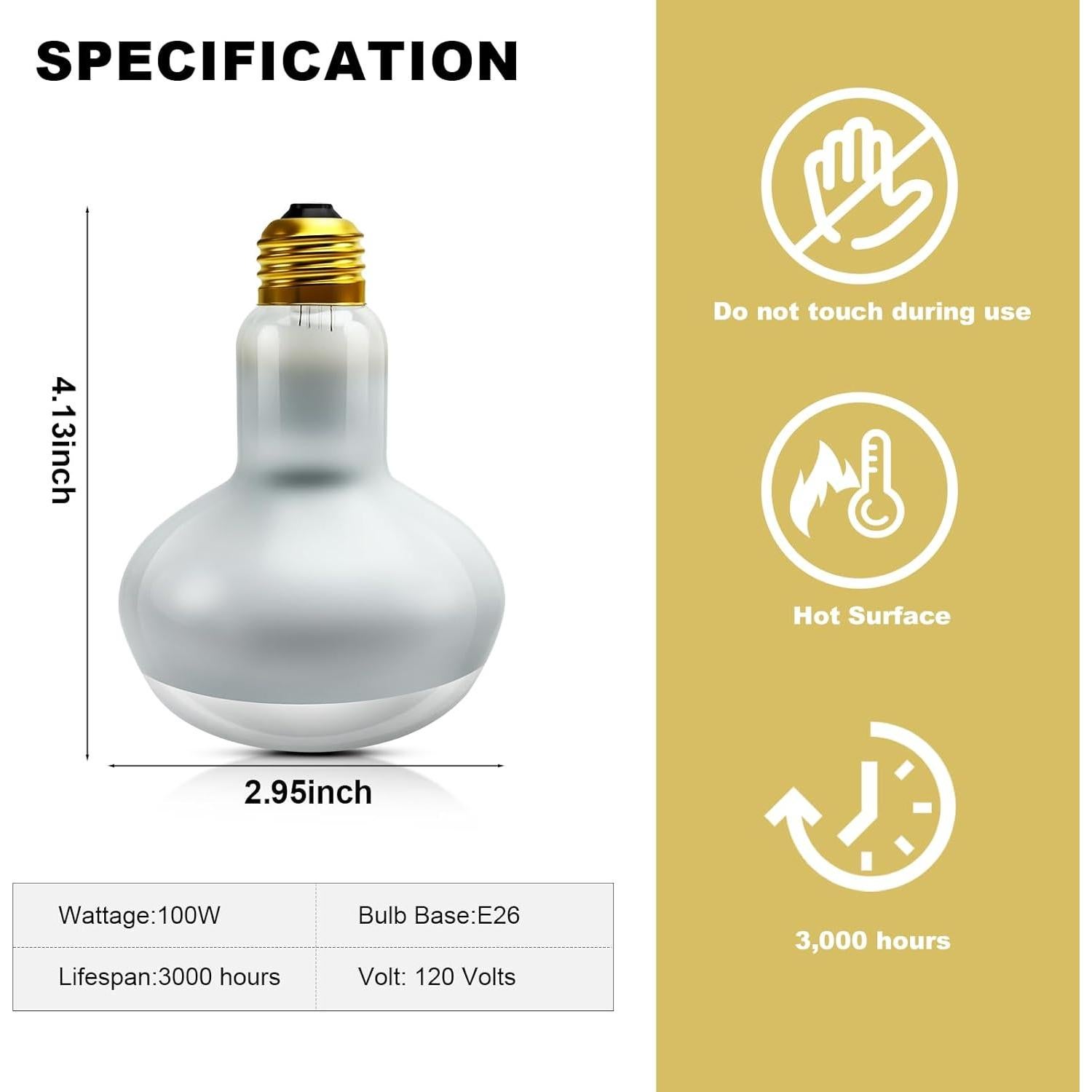 Bombilla de Calor para Reptiles MIXJOY 100W 2Pack UVA