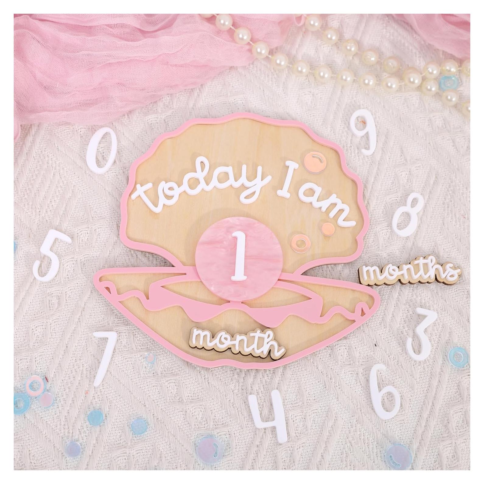Tarjetas de Hitos Mensuales de Madera Sirena 1-12 Meses