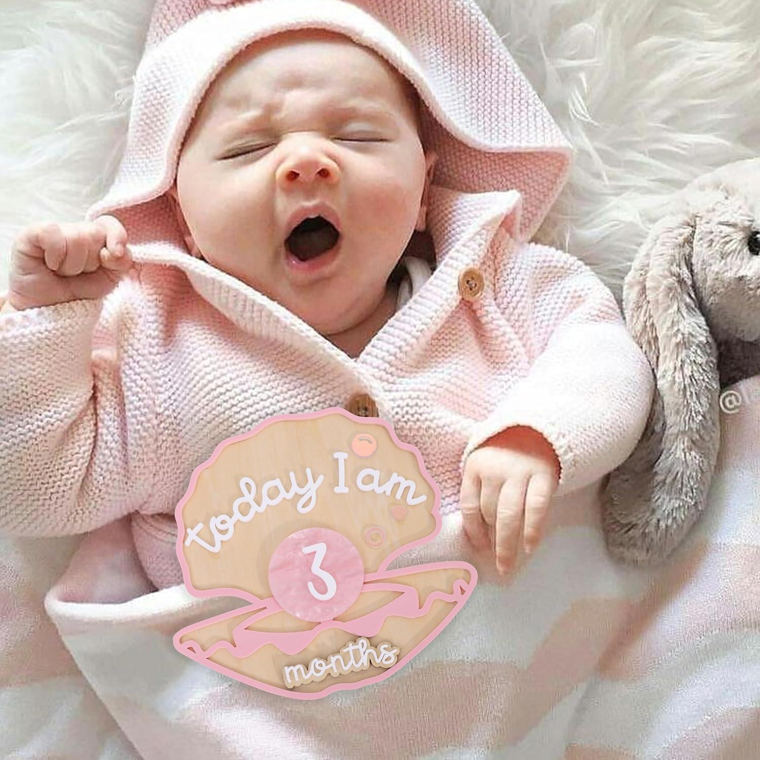 Tarjetas de Hitos Mensuales de Madera Sirena 1-12 Meses