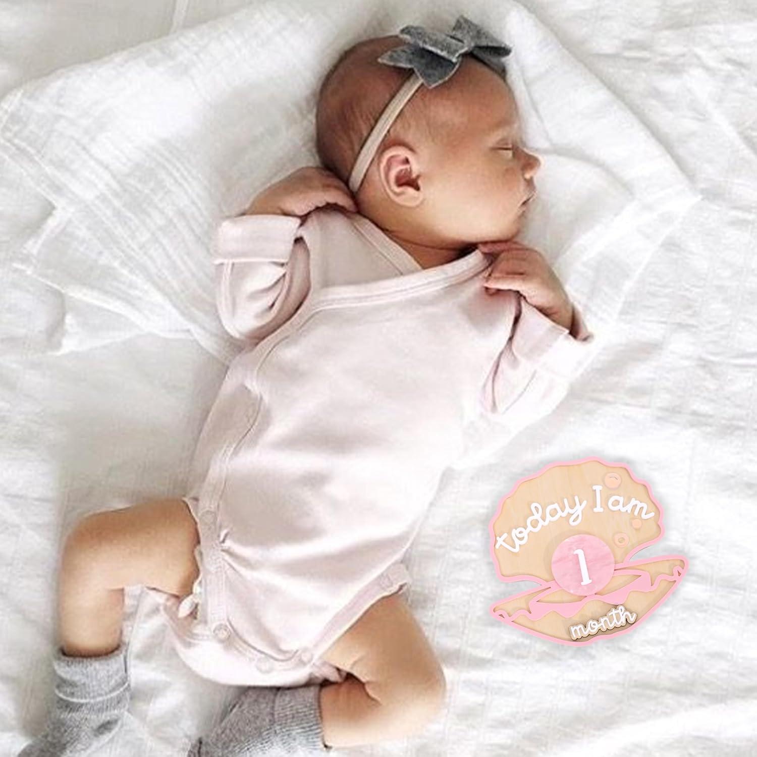 Tarjetas de Hitos Mensuales de Madera Sirena 1-12 Meses