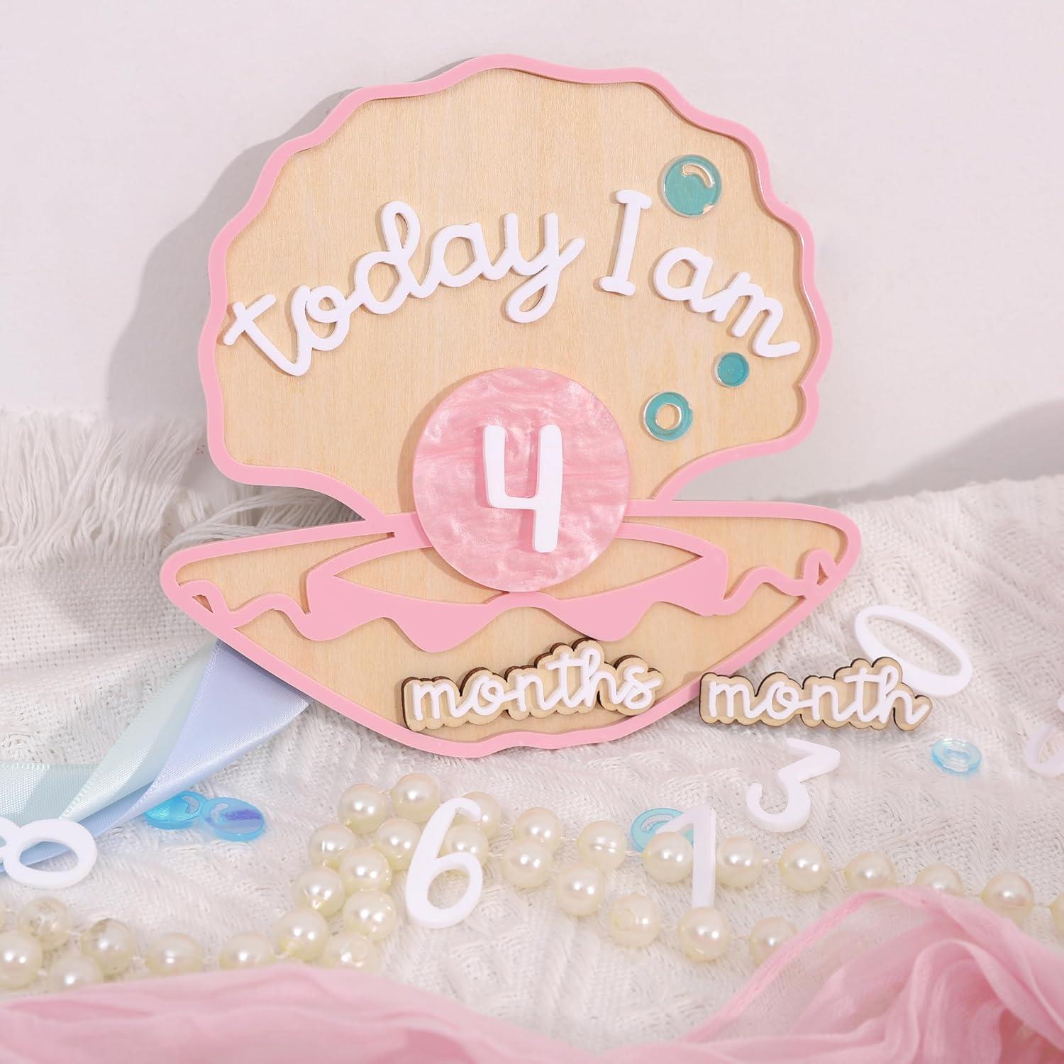 Tarjetas de Hitos Mensuales de Madera Sirena 1-12 Meses