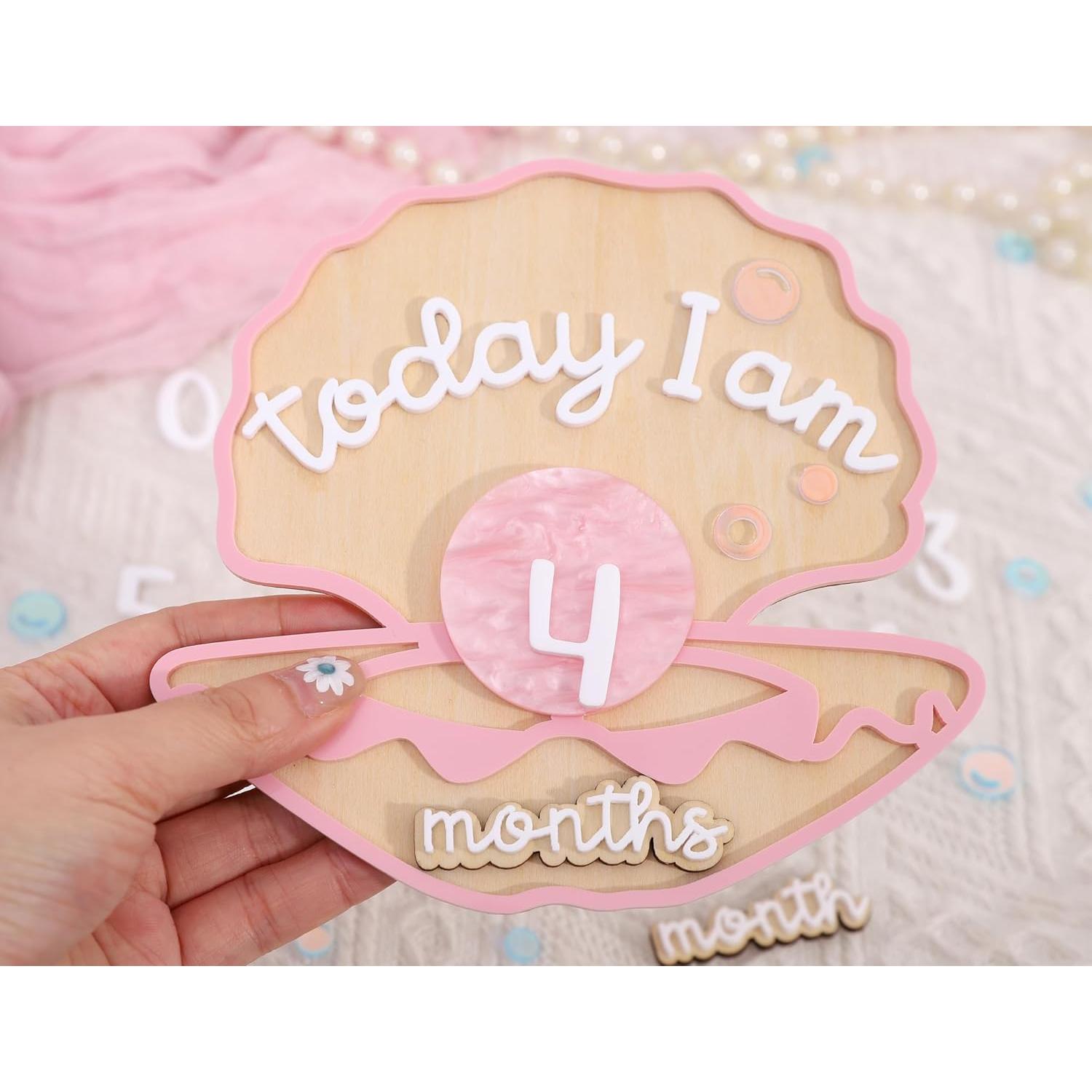 Tarjetas de Hitos Mensuales de Madera Sirena 1-12 Meses