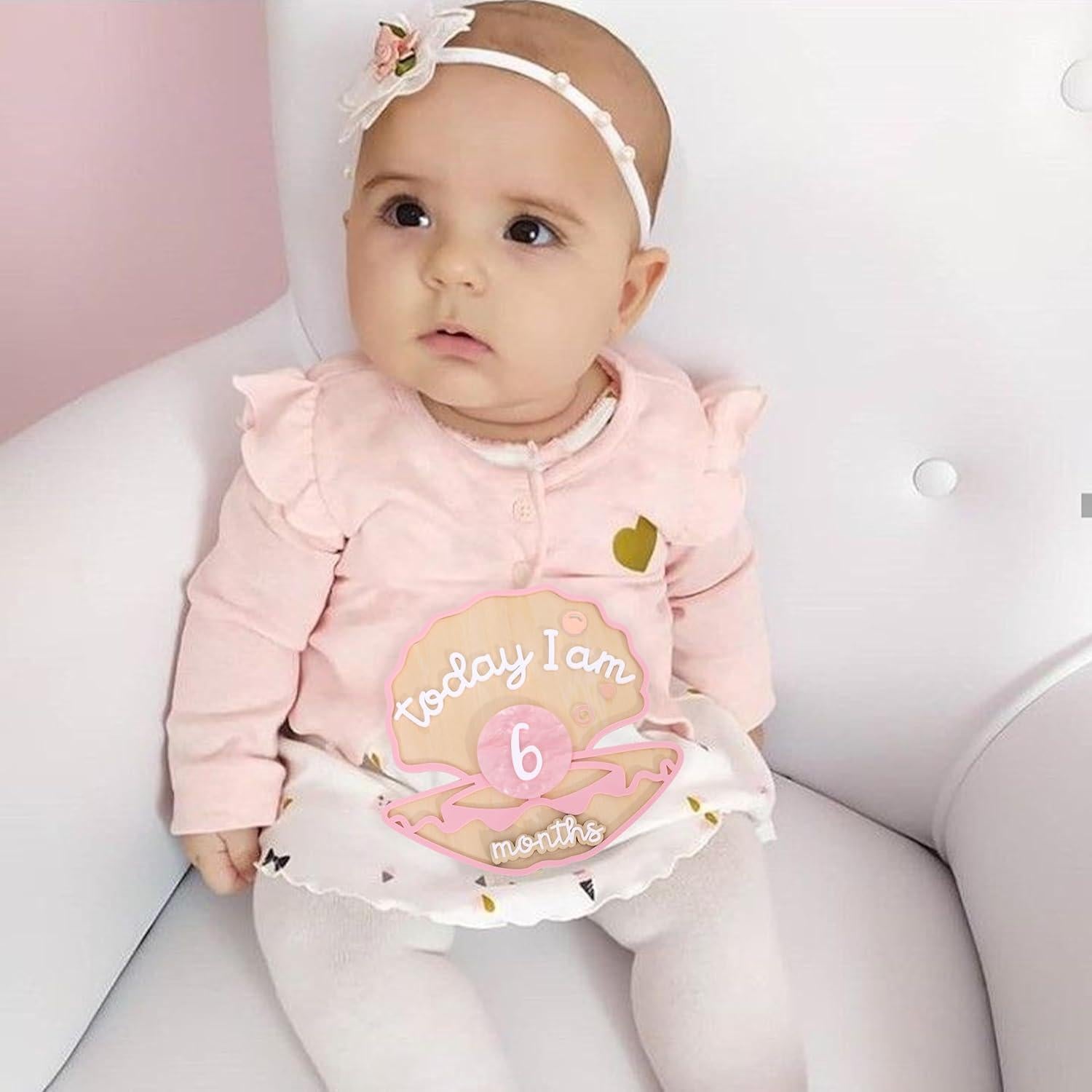 Tarjetas de Hitos Mensuales de Madera Sirena 1-12 Meses