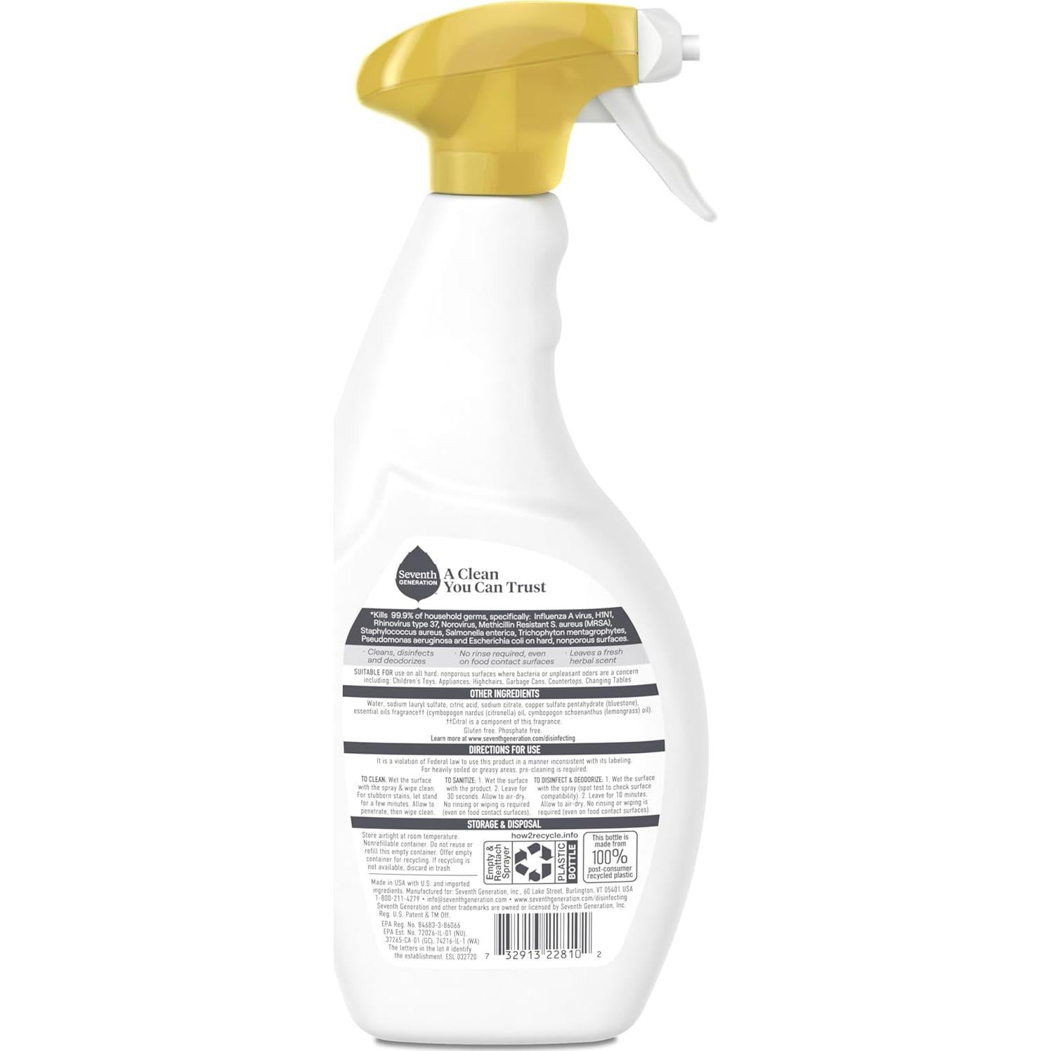 Limpiador Desinfectante Multi-Superficie Seventh Generation 770ml - Paquete de 4