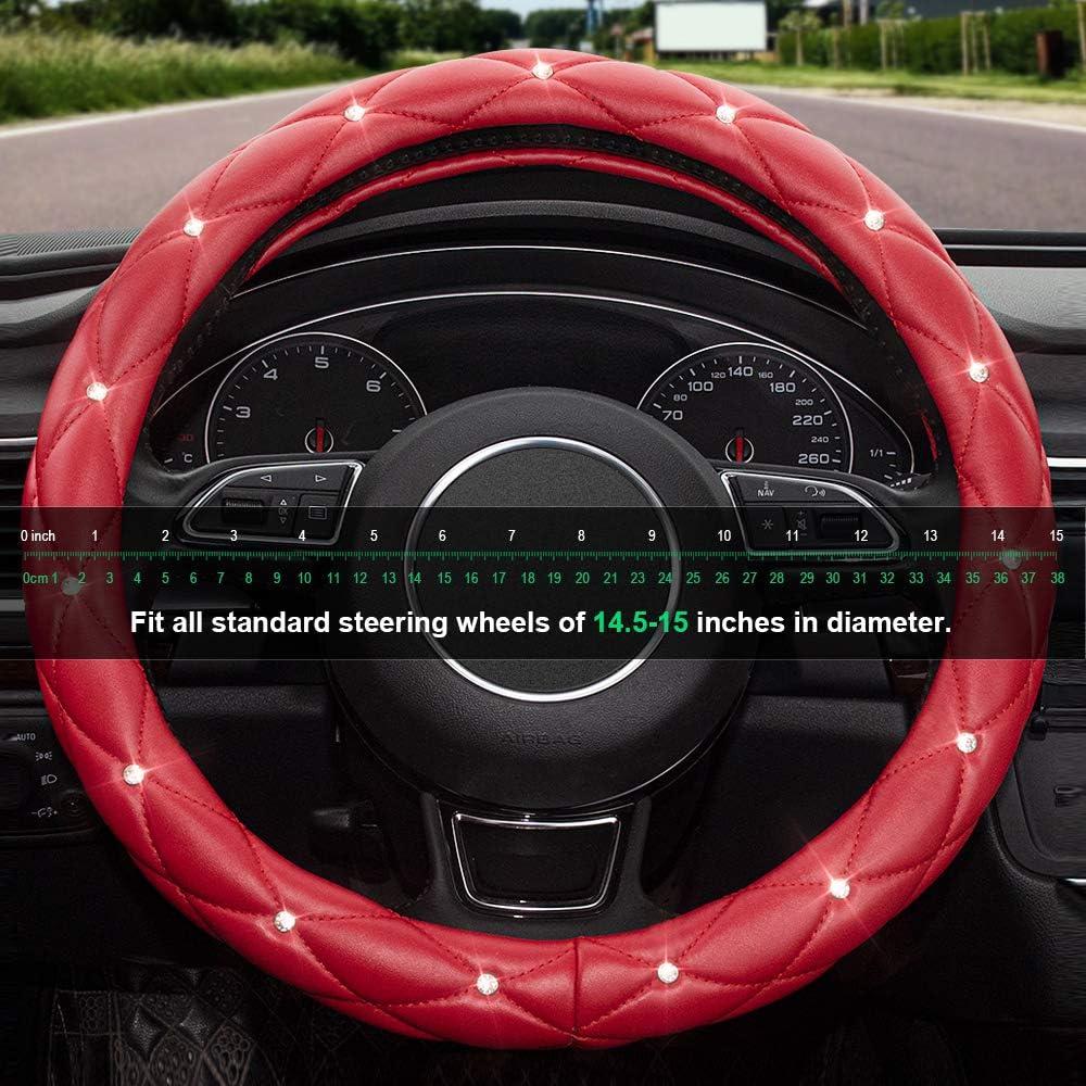 Cubierta de Volante Rojo Xizopucy de Cuero con Cristales 37-39 cm