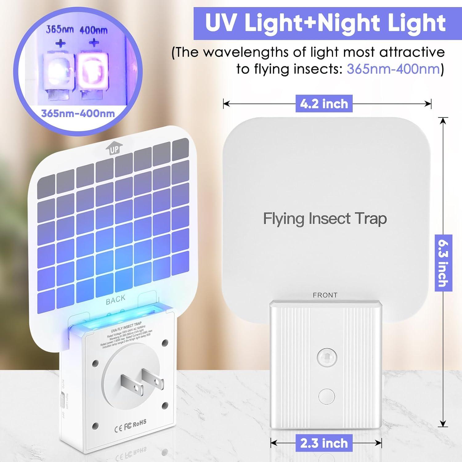 Trampa para Moscas Interior Alikguu F2 con Luz Nocturna 2 Piezas