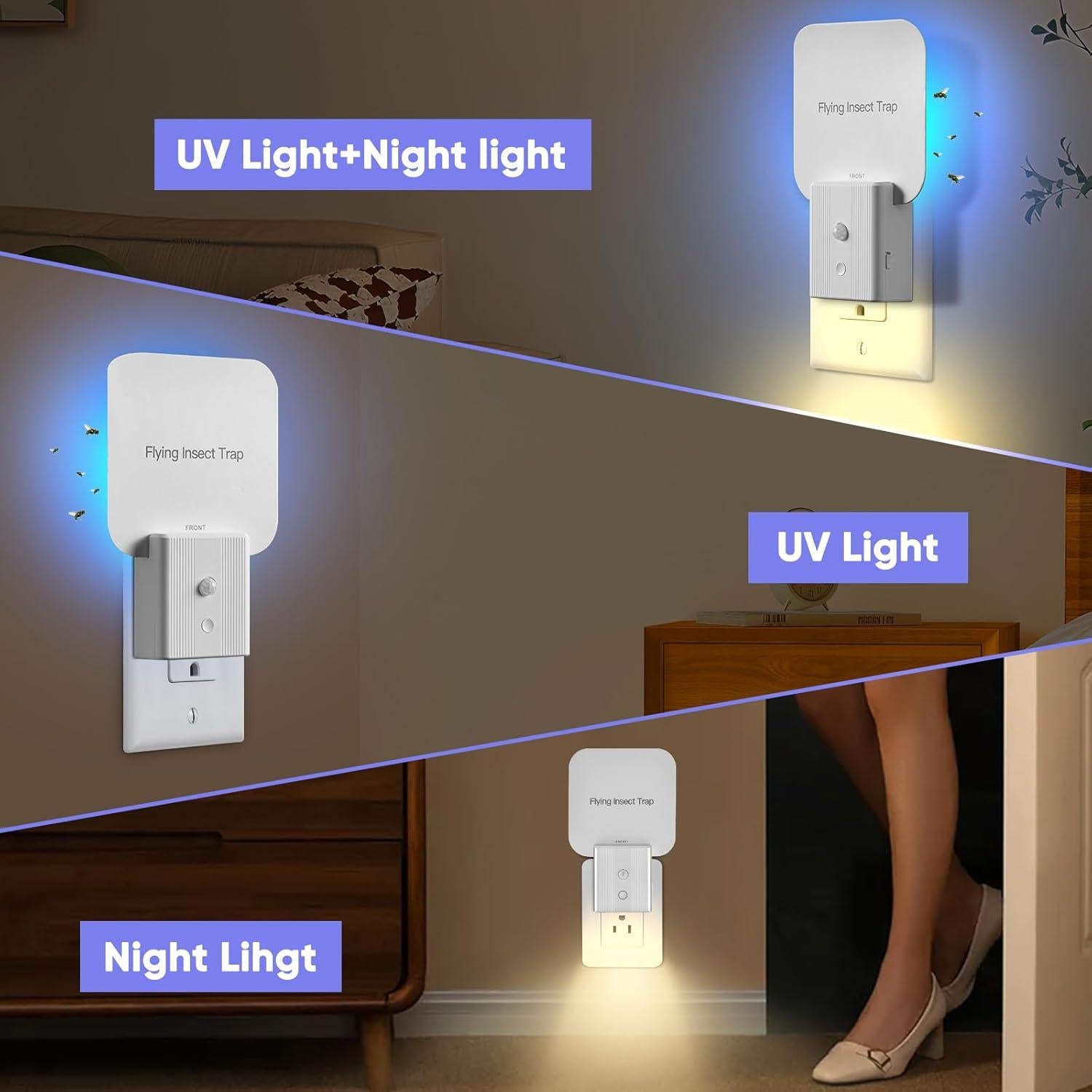 Trampa para Moscas Interior Alikguu F2 con Luz Nocturna 2 Piezas