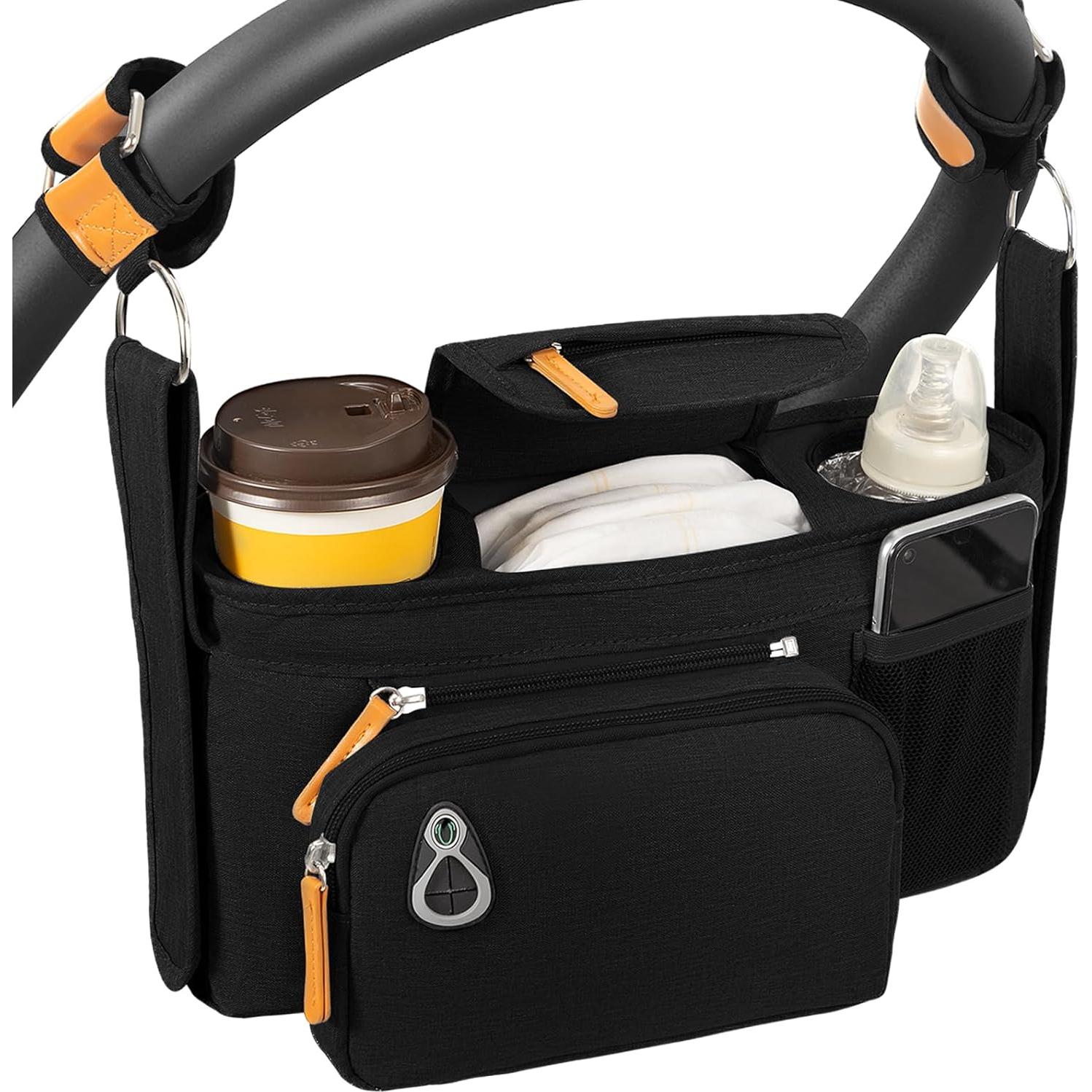 Organizador Universal para Carriola UMBEIBEI Negro con Soporte de Taza y Teléfono
