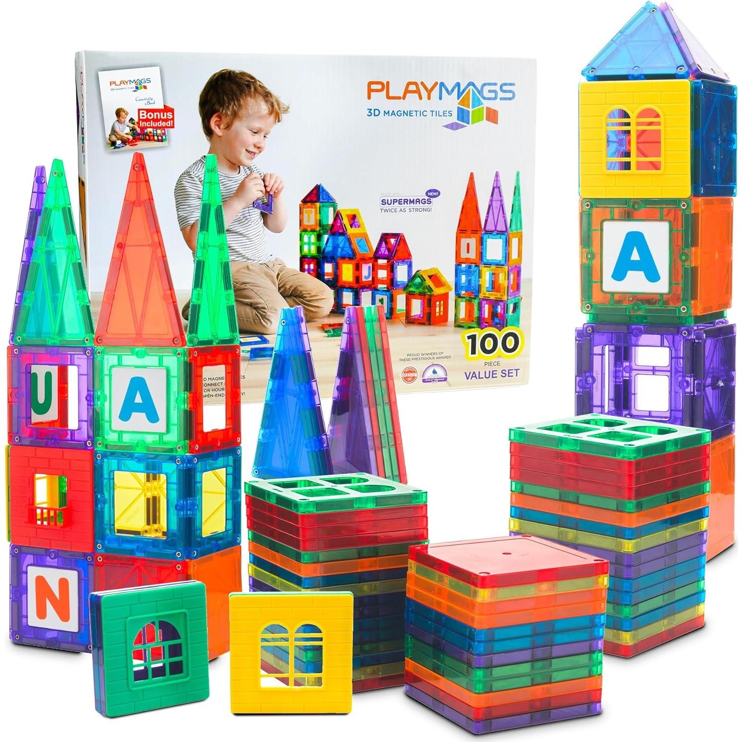 Set de Azulejos Magnéticos Playmags 100 Piezas para Niños