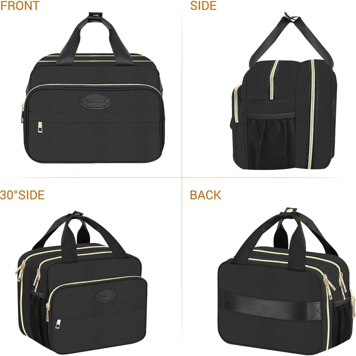 PIIOSER Insulated Baby Bottle Bag with Ice Pack, Breastmilk Cooler Compatible with Wearable Breast Pumps & Accessories - Breastfeeding On The Go Travel for Nursing & Working Moms, Black