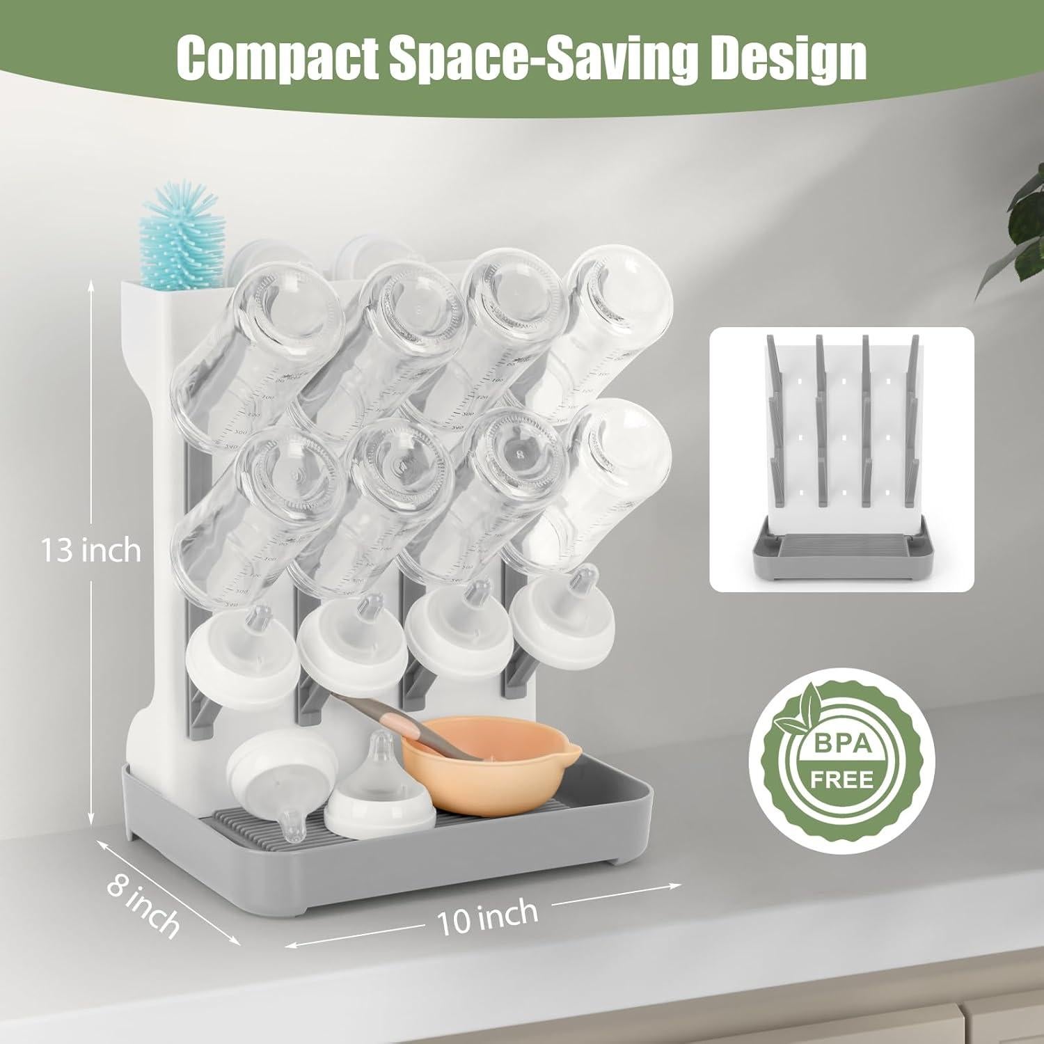 Organizador de Secado de Biberones Flysich Gris Ajustable