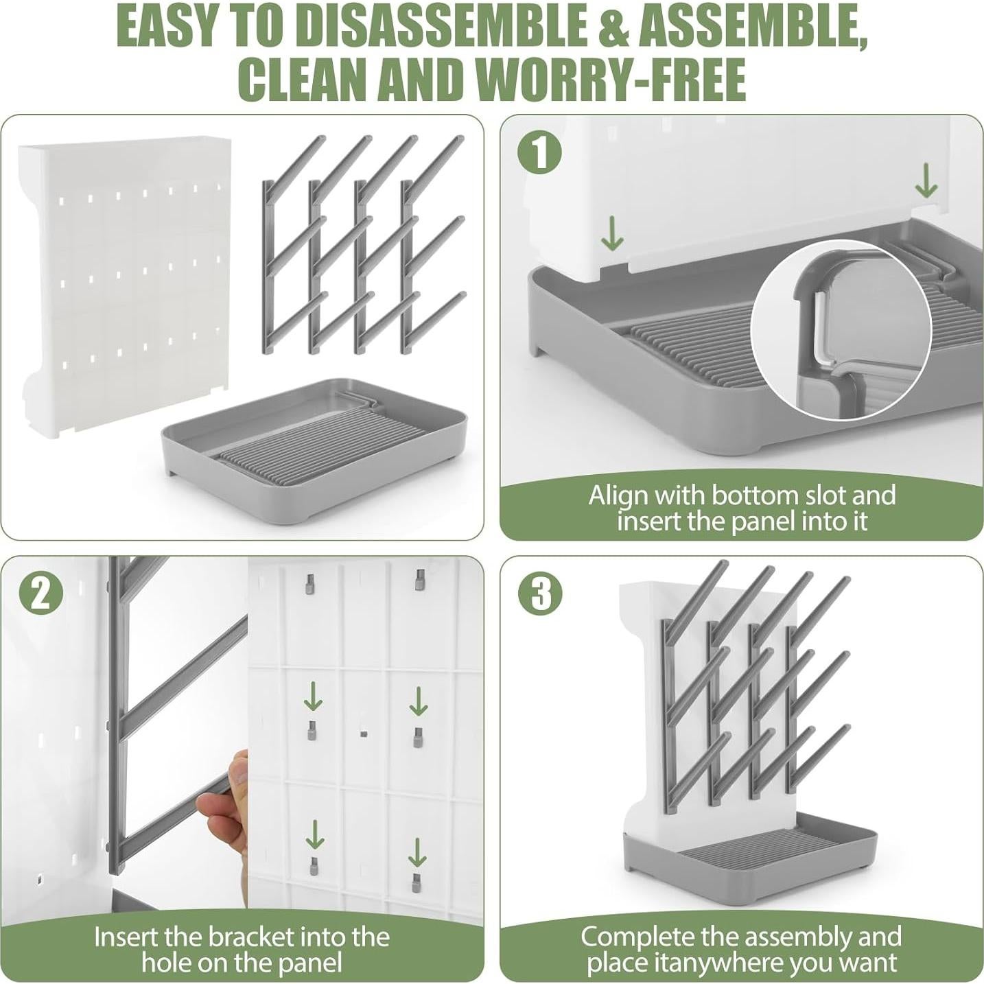 Organizador de Secado de Biberones Flysich Gris Ajustable