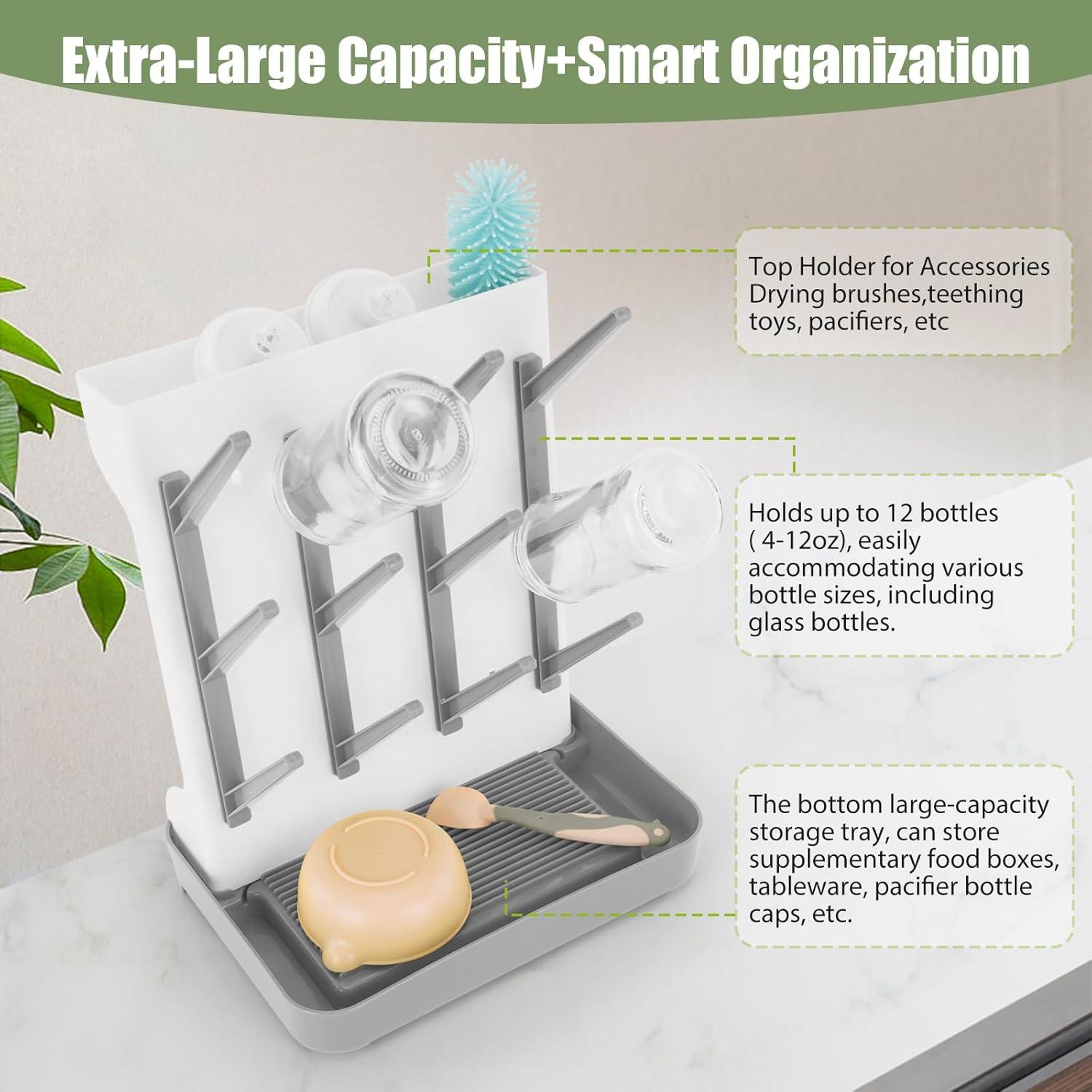 Organizador de Secado de Biberones Flysich Gris Ajustable