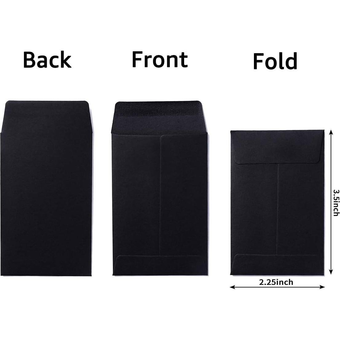 200 Sobres Pequeños Autoadhesivos Homtable 5.4x8.9cm Negros