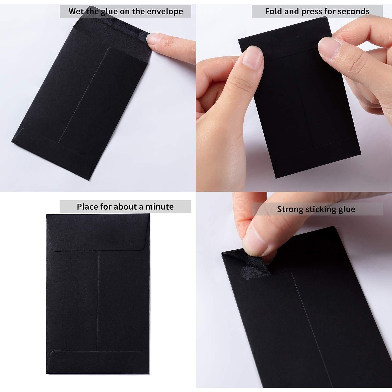 200 Sobres Pequeños Autoadhesivos Homtable 5.4x8.9cm Negros