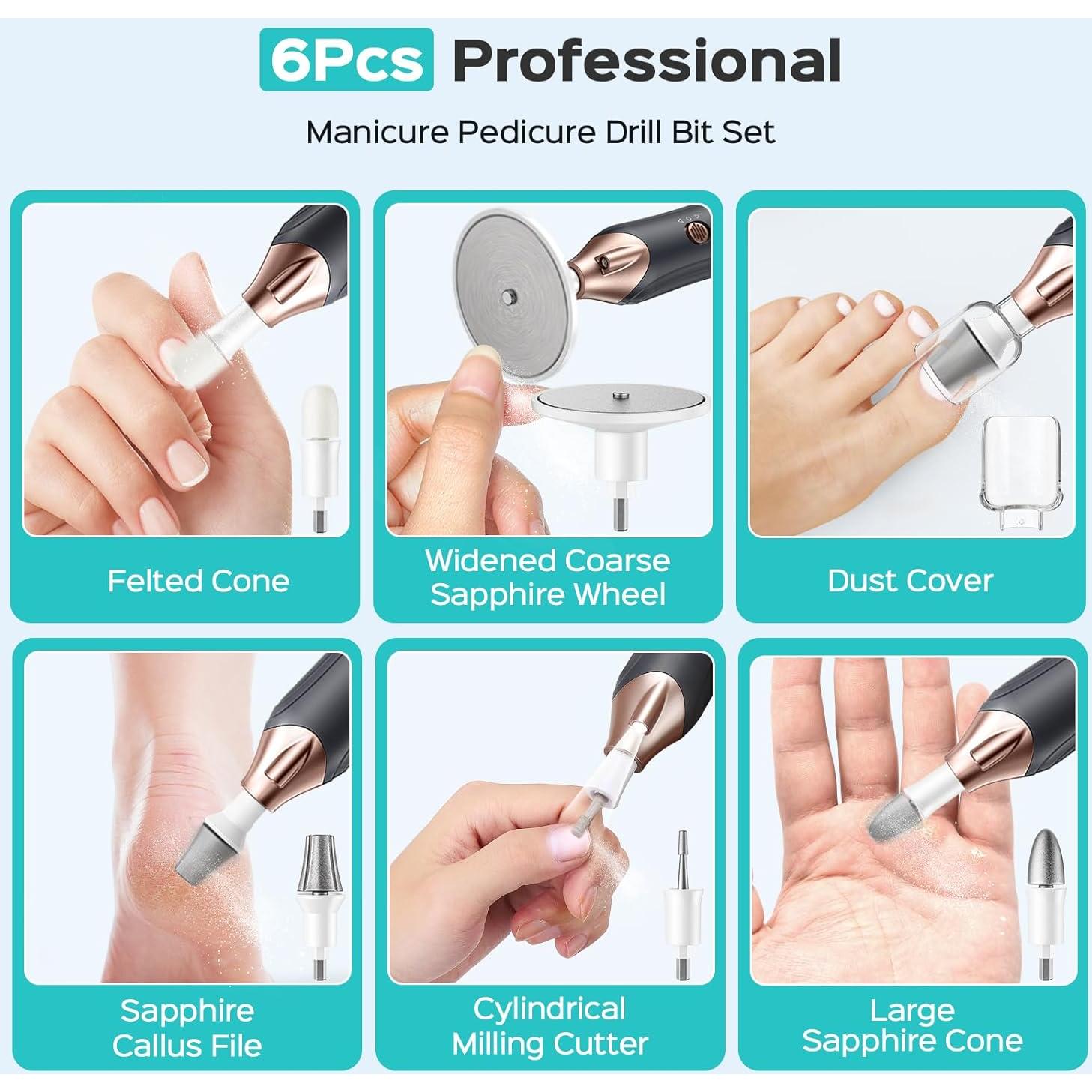 COSLUS Kit Eléctrico de Manicura y Pedicura 5 en 1 Negro