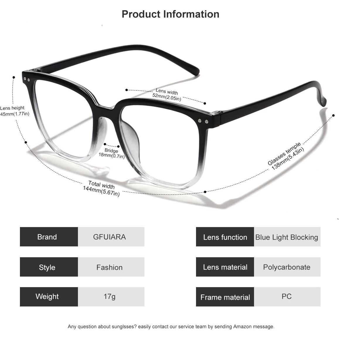 Gafas bloqueadoras luz azul GFUIARA 2pack Negro+Transparente