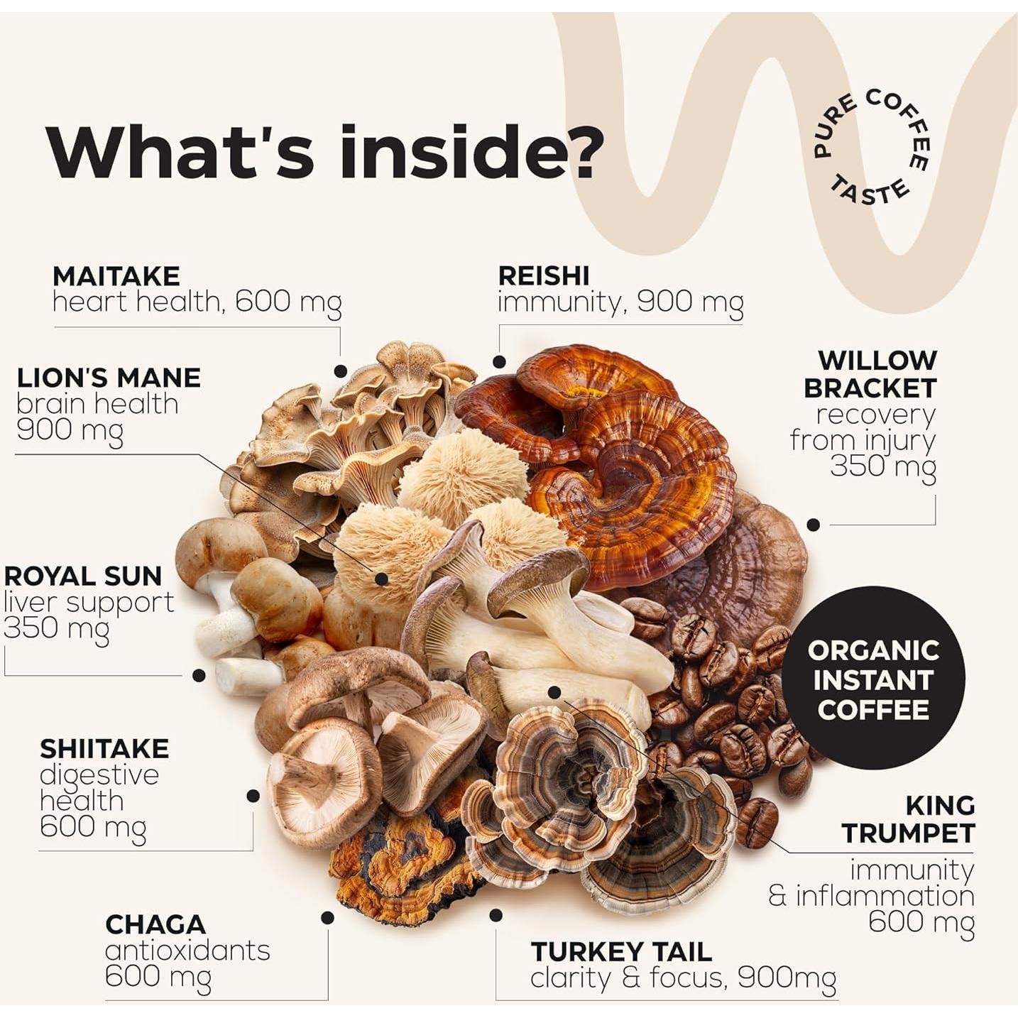 Café de Hongo Orgánico Wellneum 210g - Adaptógeno 10 en 1