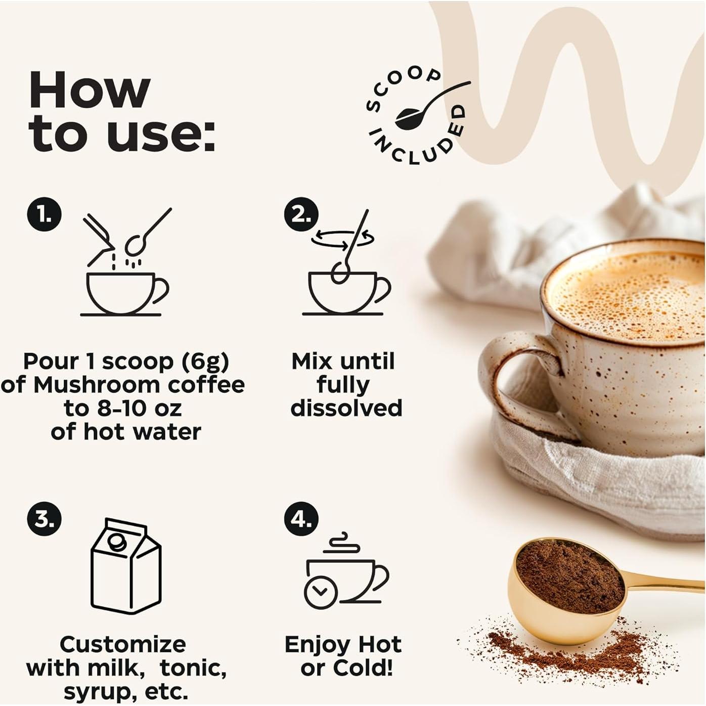 Café de Hongo Orgánico Wellneum 210g - Adaptógeno 10 en 1