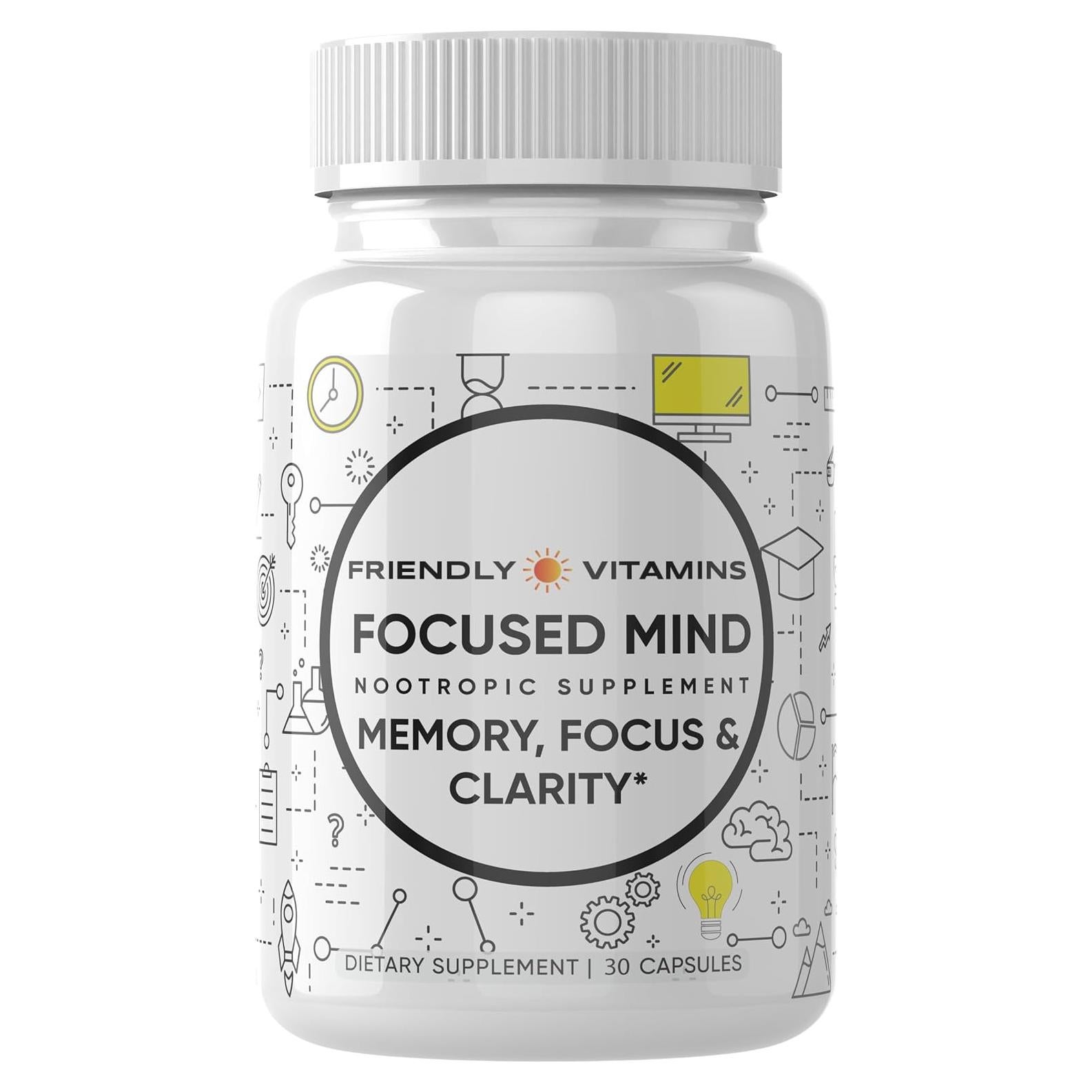 Suplemento Nootrópico Mente Enfocada 30 Cápsulas Vitaminas Amistosas