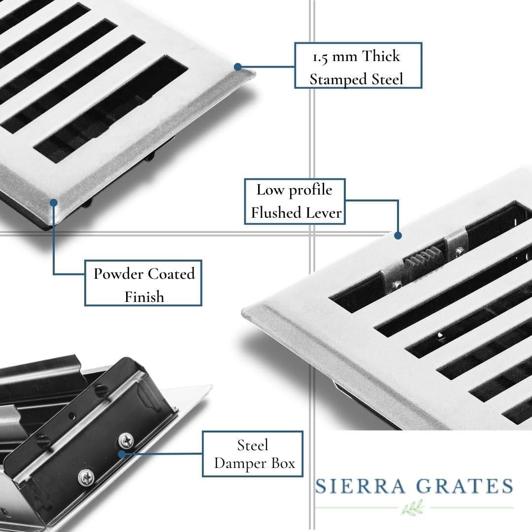 Rejilla de Piso de Acero Blanco Glaciar 2" x 10" - Sierra Gates